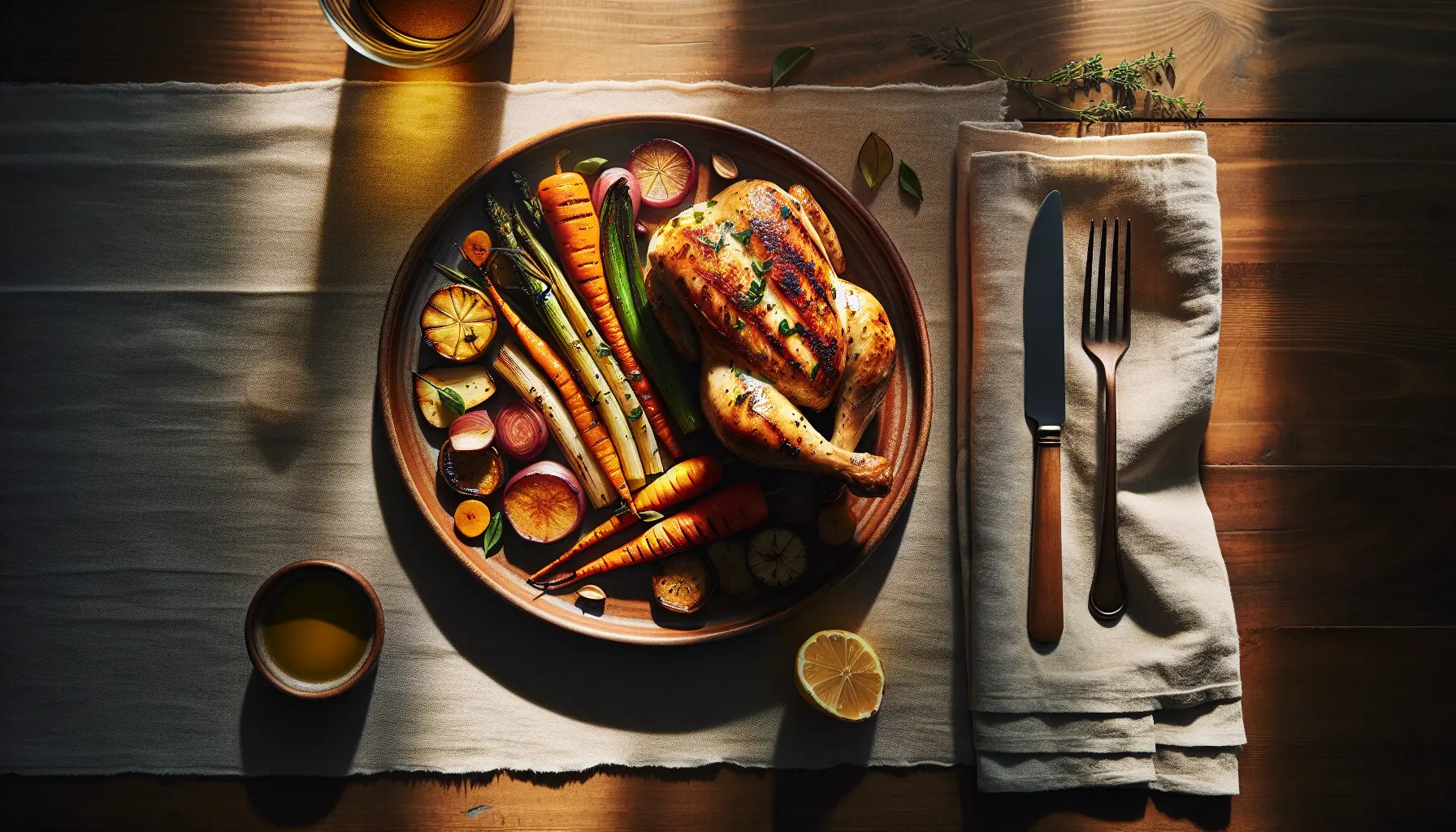 Roasted Herb Chicken with Autumn Root Vegetables plated