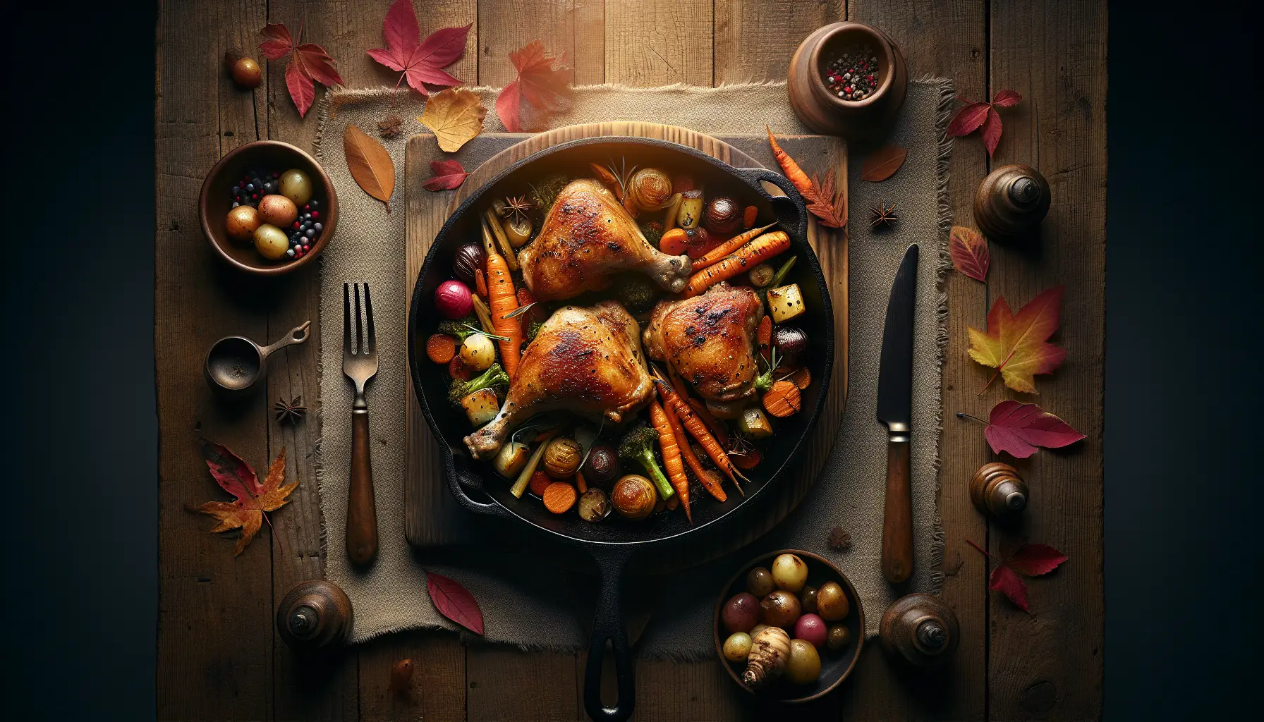 Autumn Roasted Chicken Thighs with Root Vegetables plated