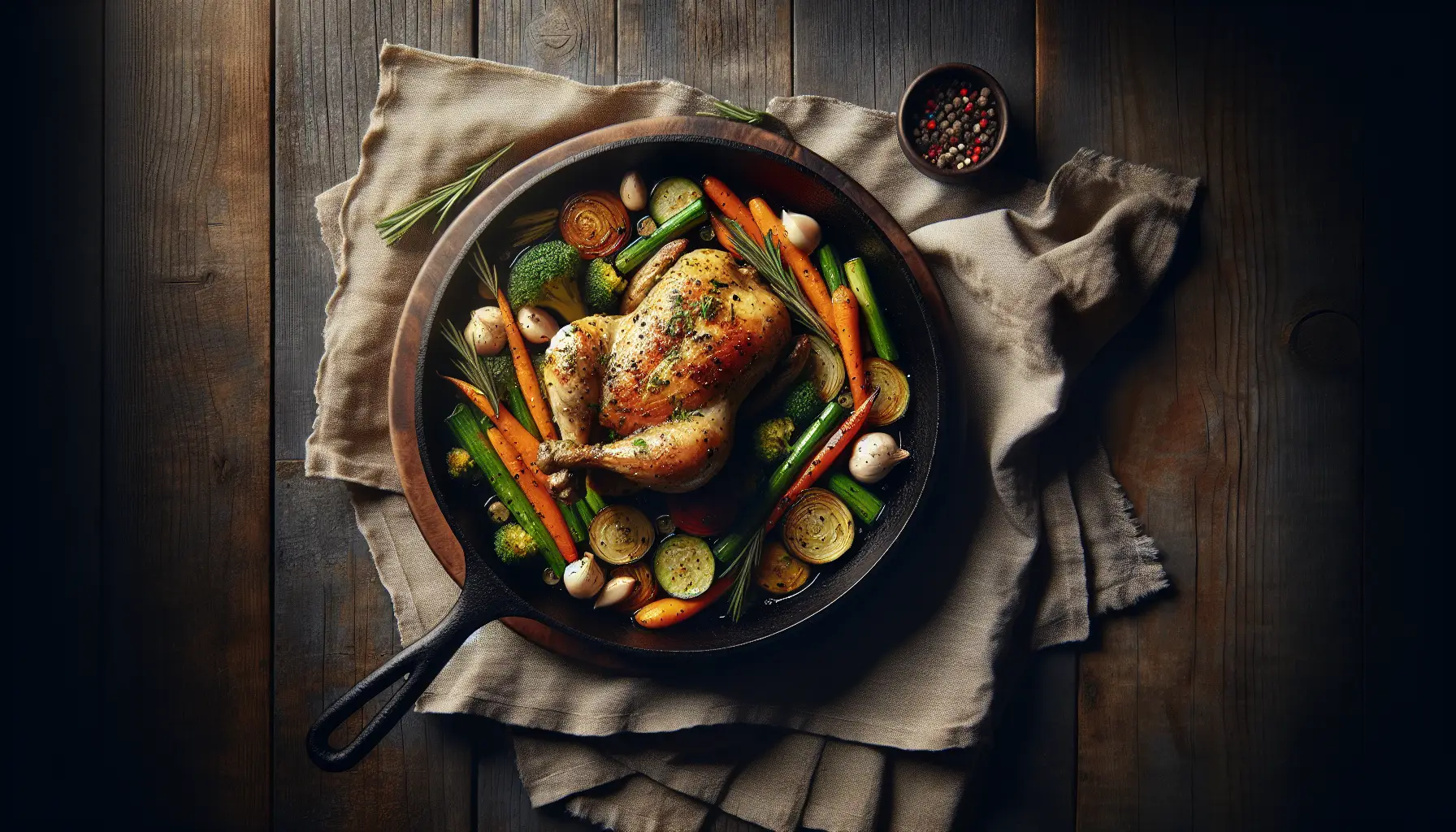 Garlic Herb Roasted Chicken with Spring Vegetables plated
