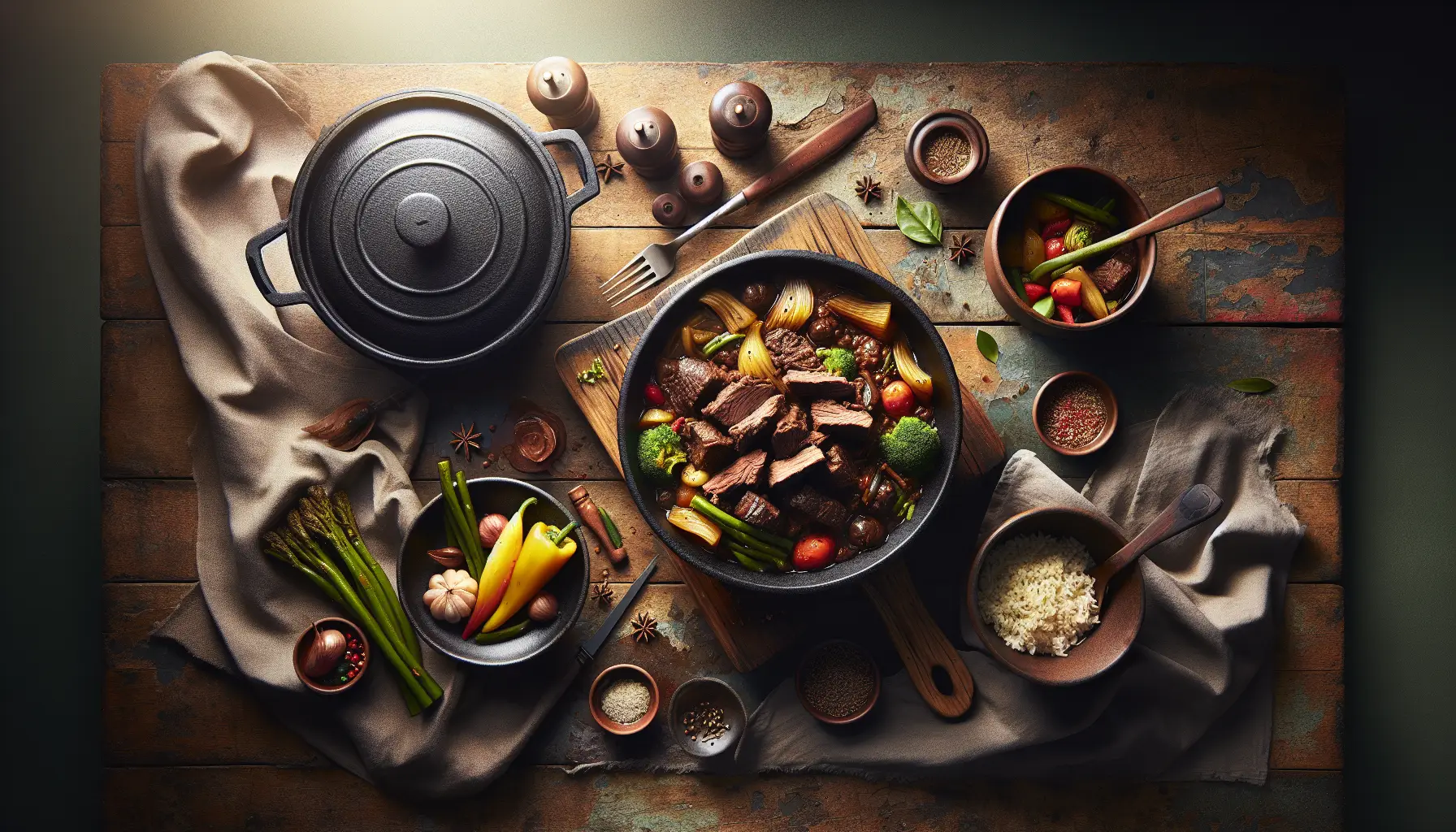 Caribbean Pressure-Cooked Beef Pelau with Vegetables plated