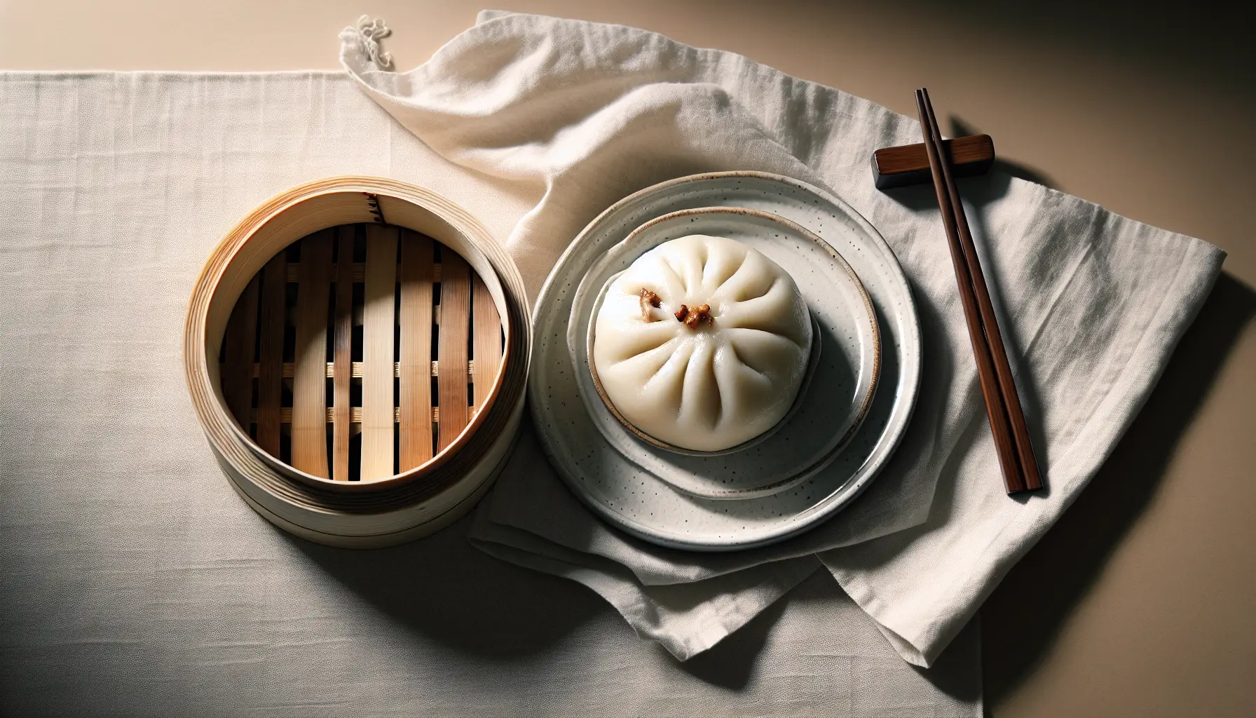 Filipino Chicken Siopao with Steamed Bun plated