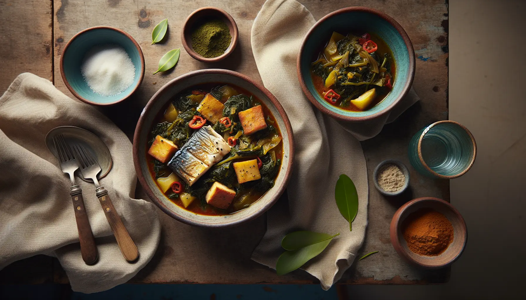 Caribbean Slow-Braised Callaloo and Salted Cod Stew plated