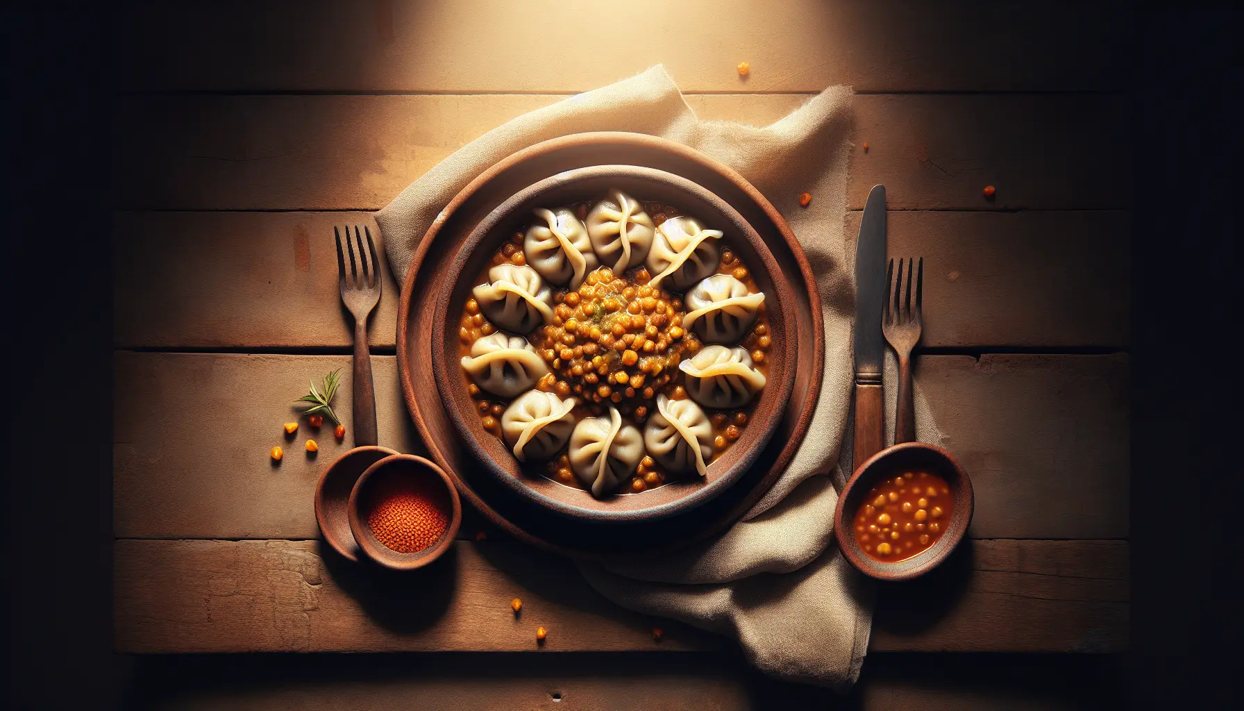 Doro Wot Dumplings with Spiced Lentil Filling plated