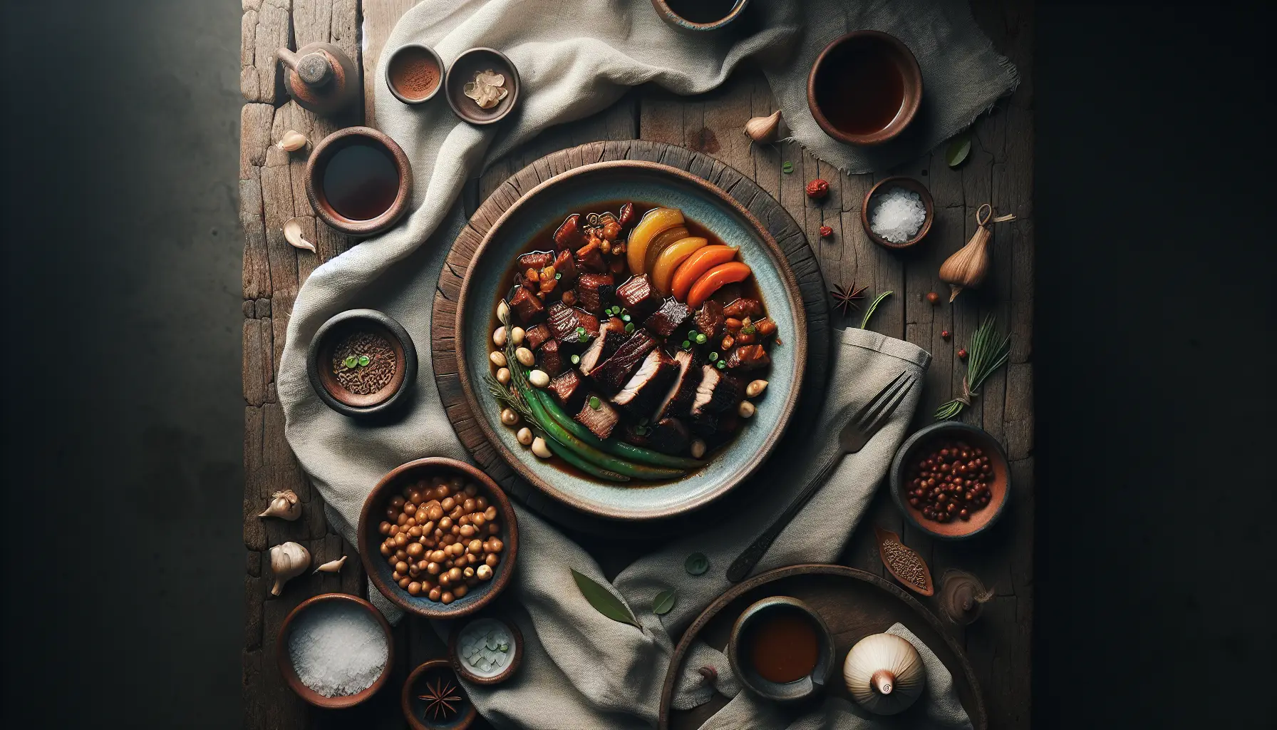 Slow-Braised Filipino Pork Adobo plated