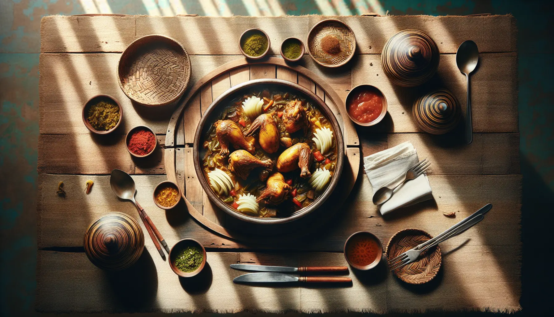 Ethiopian Doro Wat Pressure-Cooked Chicken Stew plated