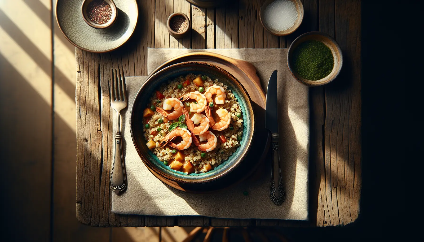 Peruvian Quinoa & Shrimp Stew plated