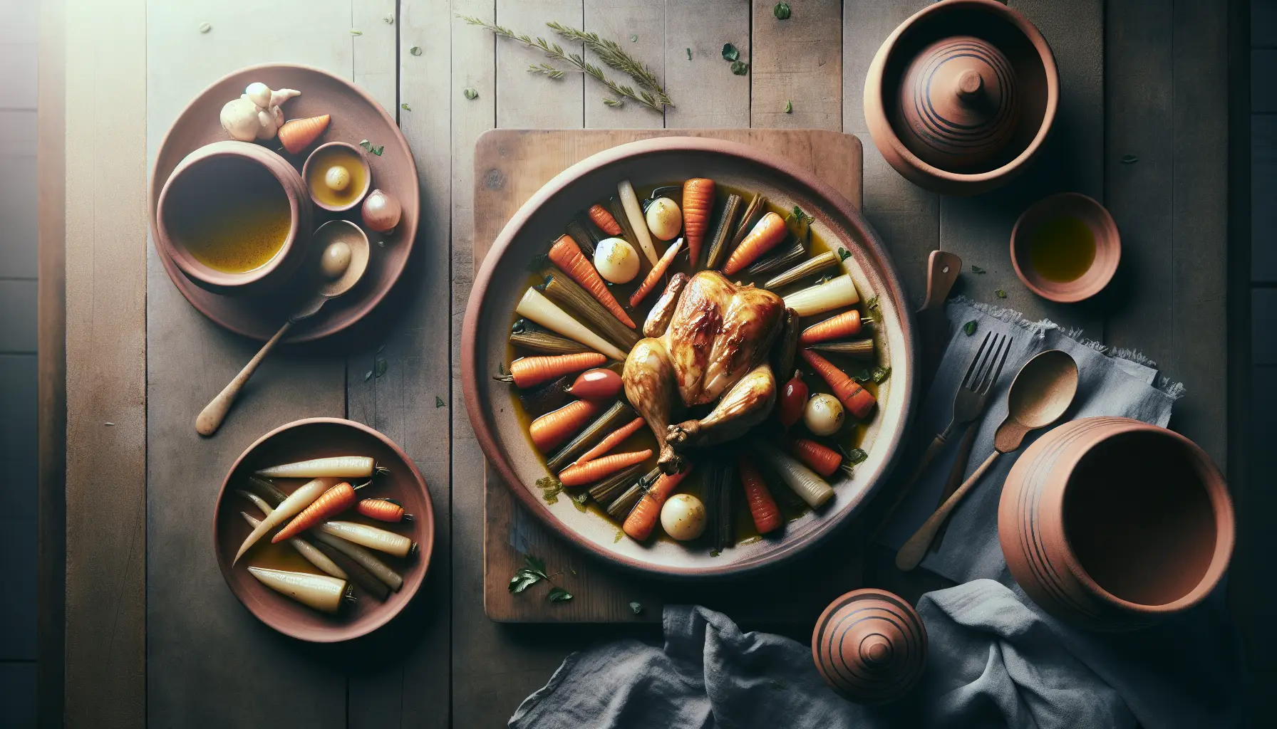 Lebanese Braised Chicken with Seasonal Root Vegetables plated