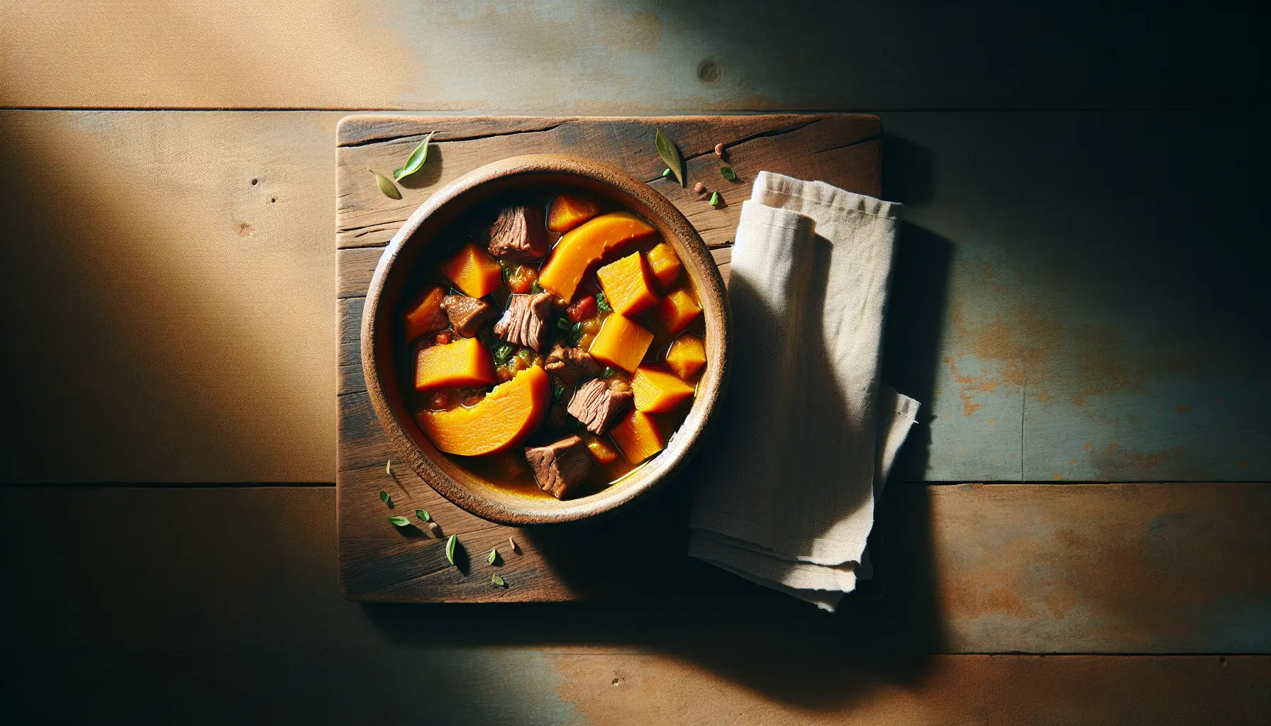 Slow-Cooked Caribbean Pumpkin and Beef Stew plated