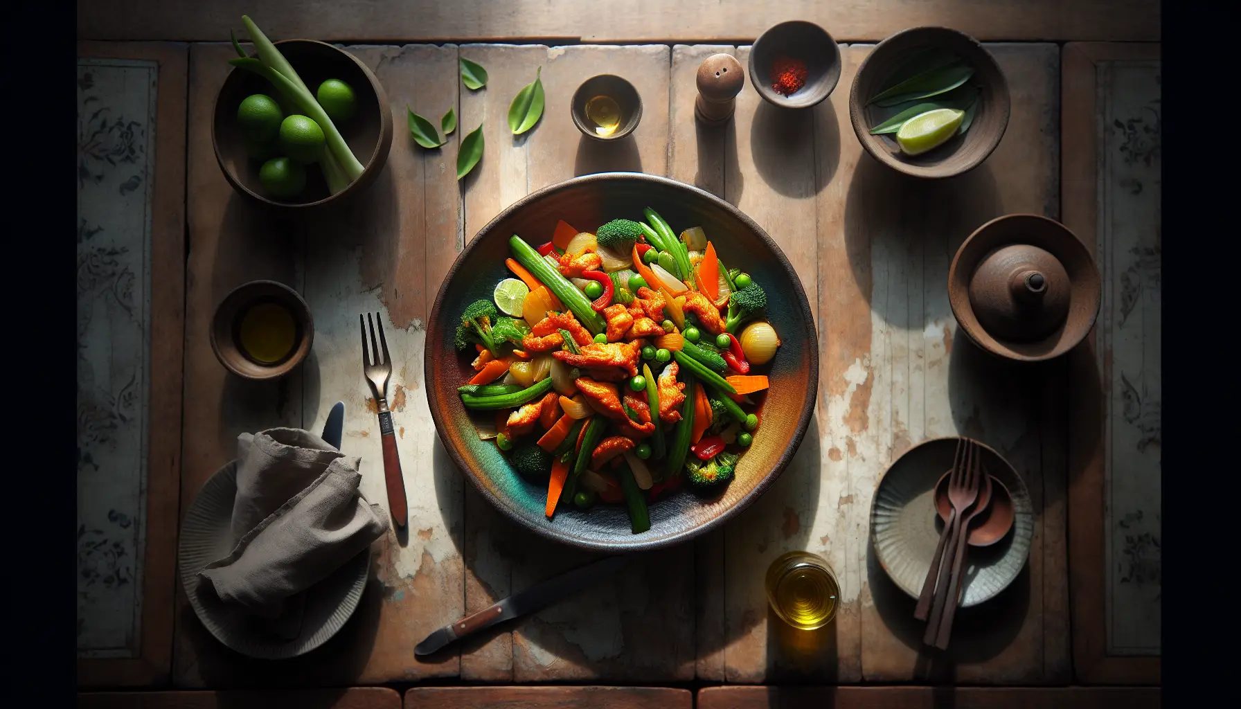 Indonesian Ayam Rica-Rica Stir-Fry with Seasonal Vegetables plated