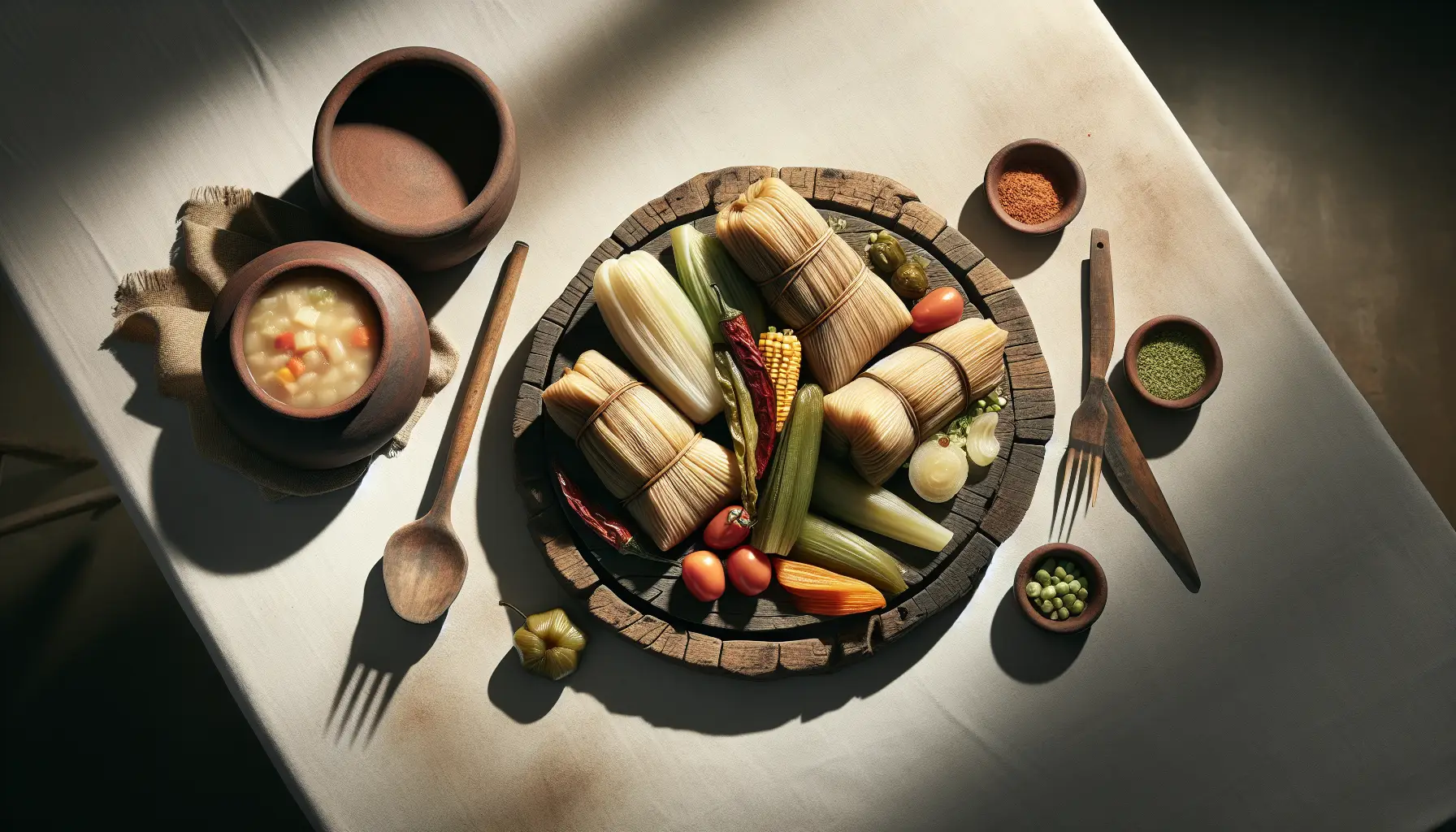 Steamed Peruvian Tamales with Seasonal Vegetables plated