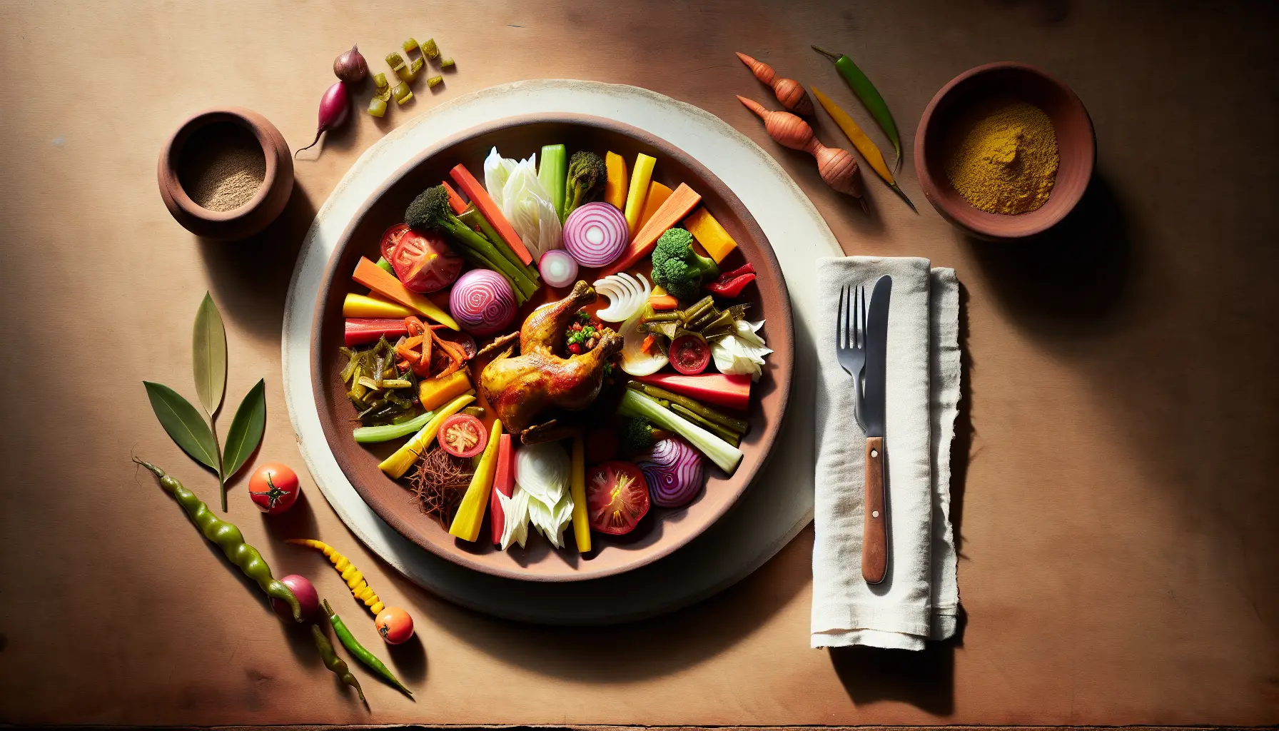 Ethiopian-Inspired Steamed Chicken Tibs with Seasonal Vegetables plated