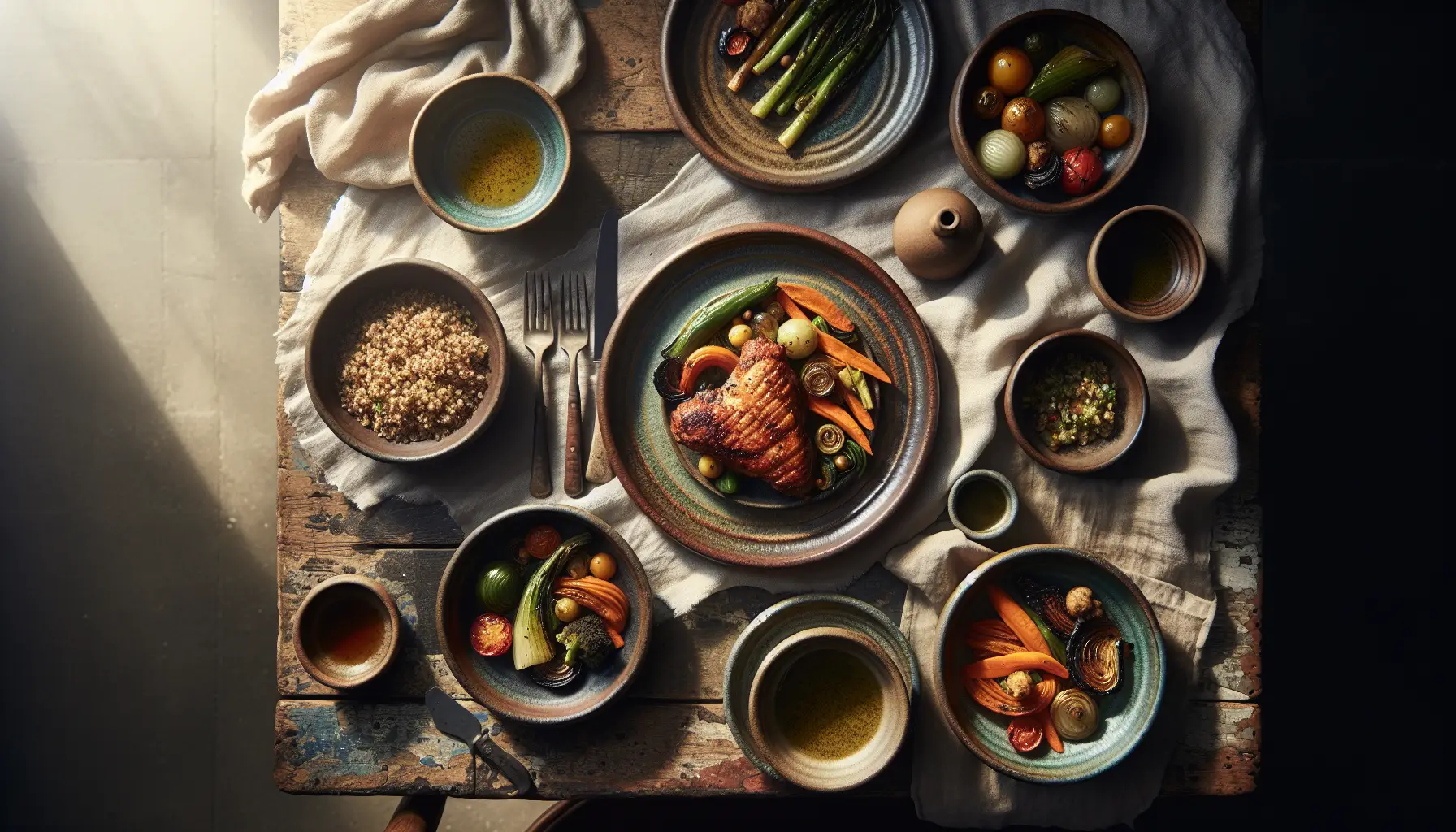 Peruvian Pan-Seared Chicken with Quinoa and Roasted Vegetables plated