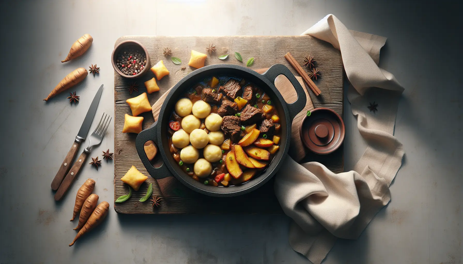 Caribbean Beef Stew with Cassava Dumplings plated