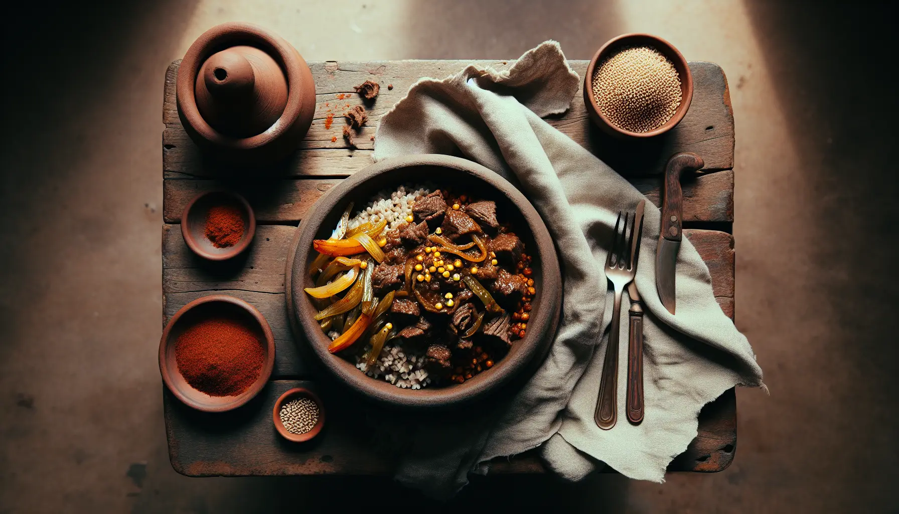 Ethiopian-Inspired Berbere Spiced Beef and Teff Grain Bowl plated