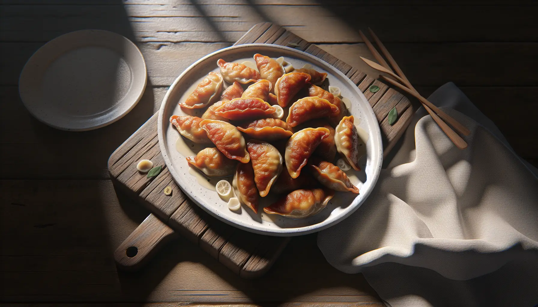 Adobong Prito (Fried Adobo Dumplings) plated