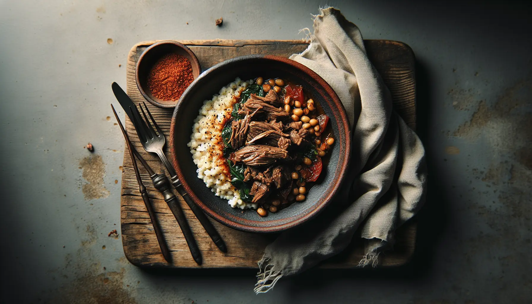 Lebanese Slow-Braised Lamb with Sumac and Bulgur Grain Bowl plated