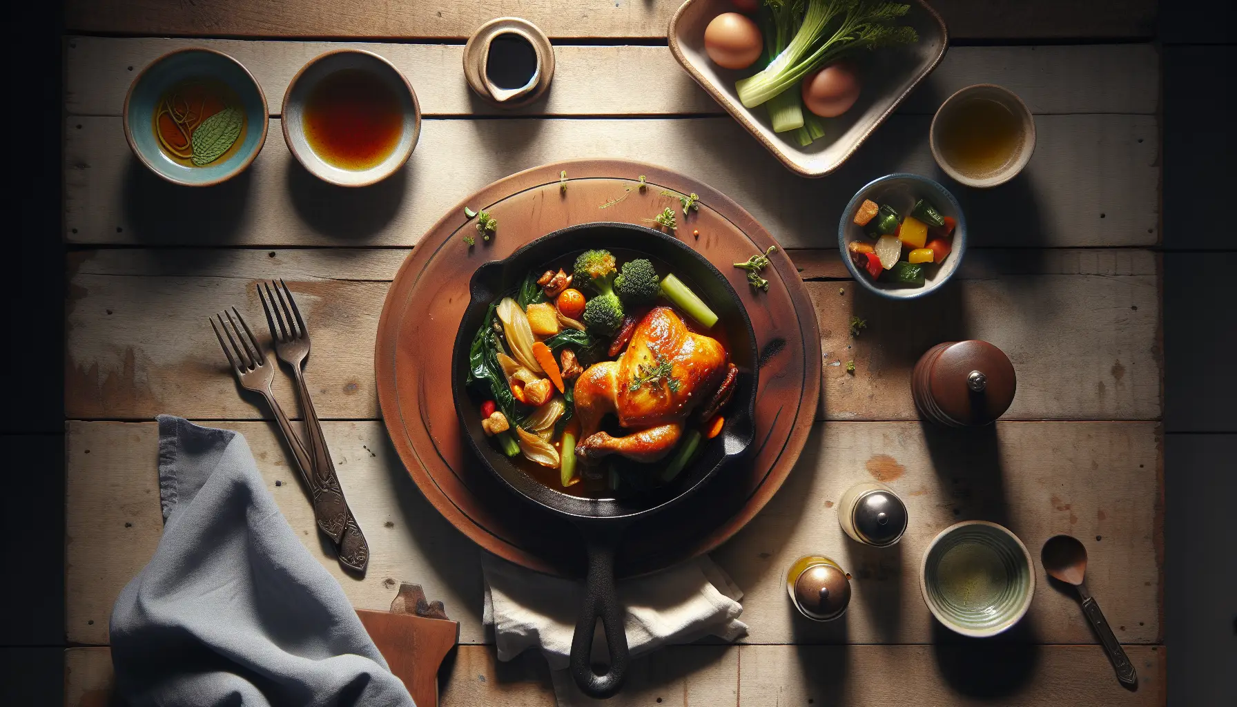 Indonesian Braised Chicken with Seasonal Vegetables plated