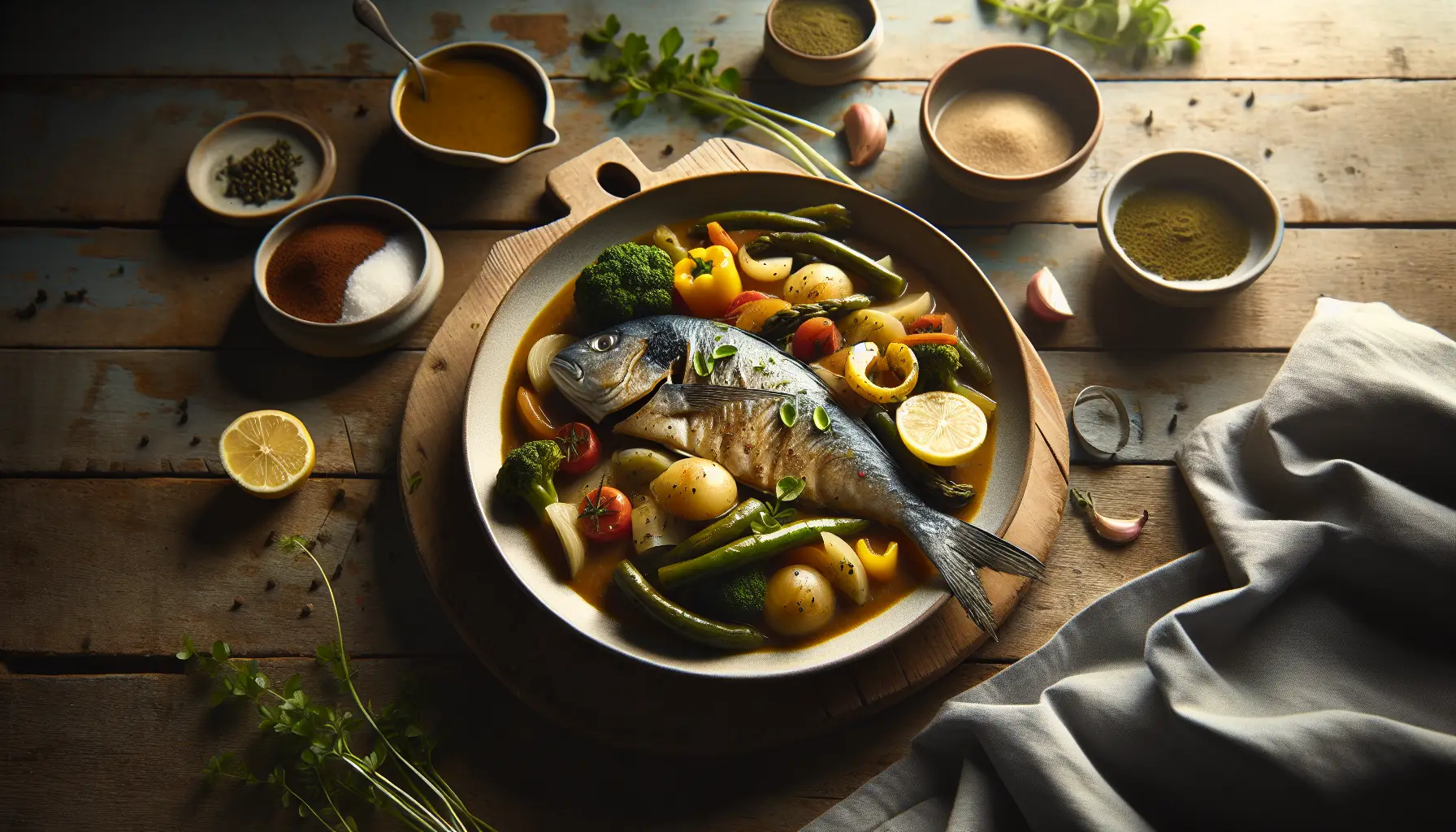 Caribbean Fish Stew with Seasonal Vegetables plated