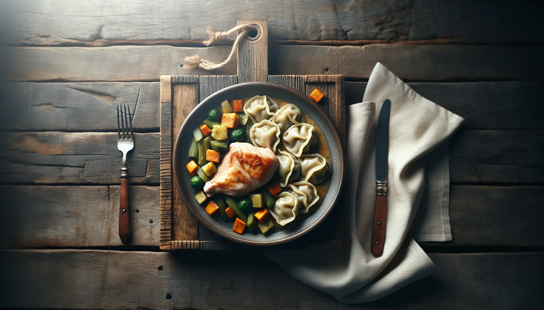 Peruvian Chicken and Vegetable Dumplings plated