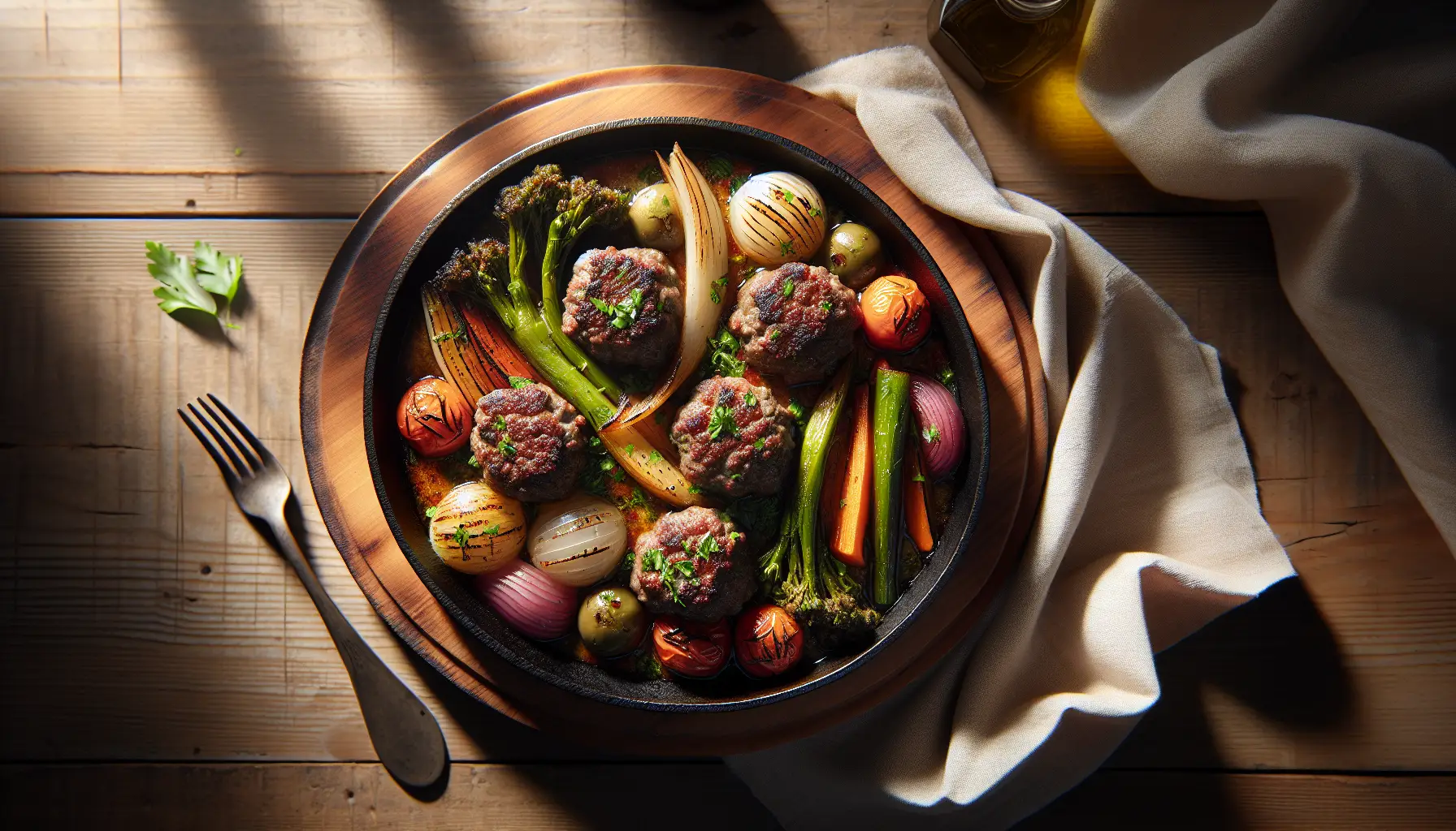 Lebanese Pressure-Cooked Beef Kofta with Winter Vegetables plated