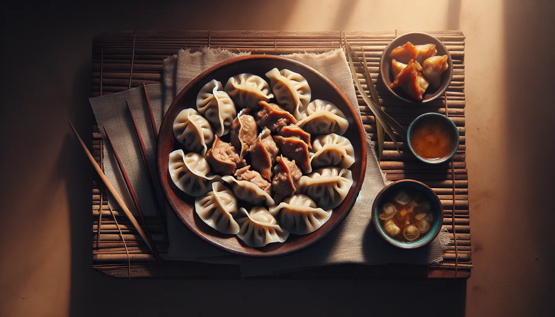 Filipino Pork Adobo Dumplings plated