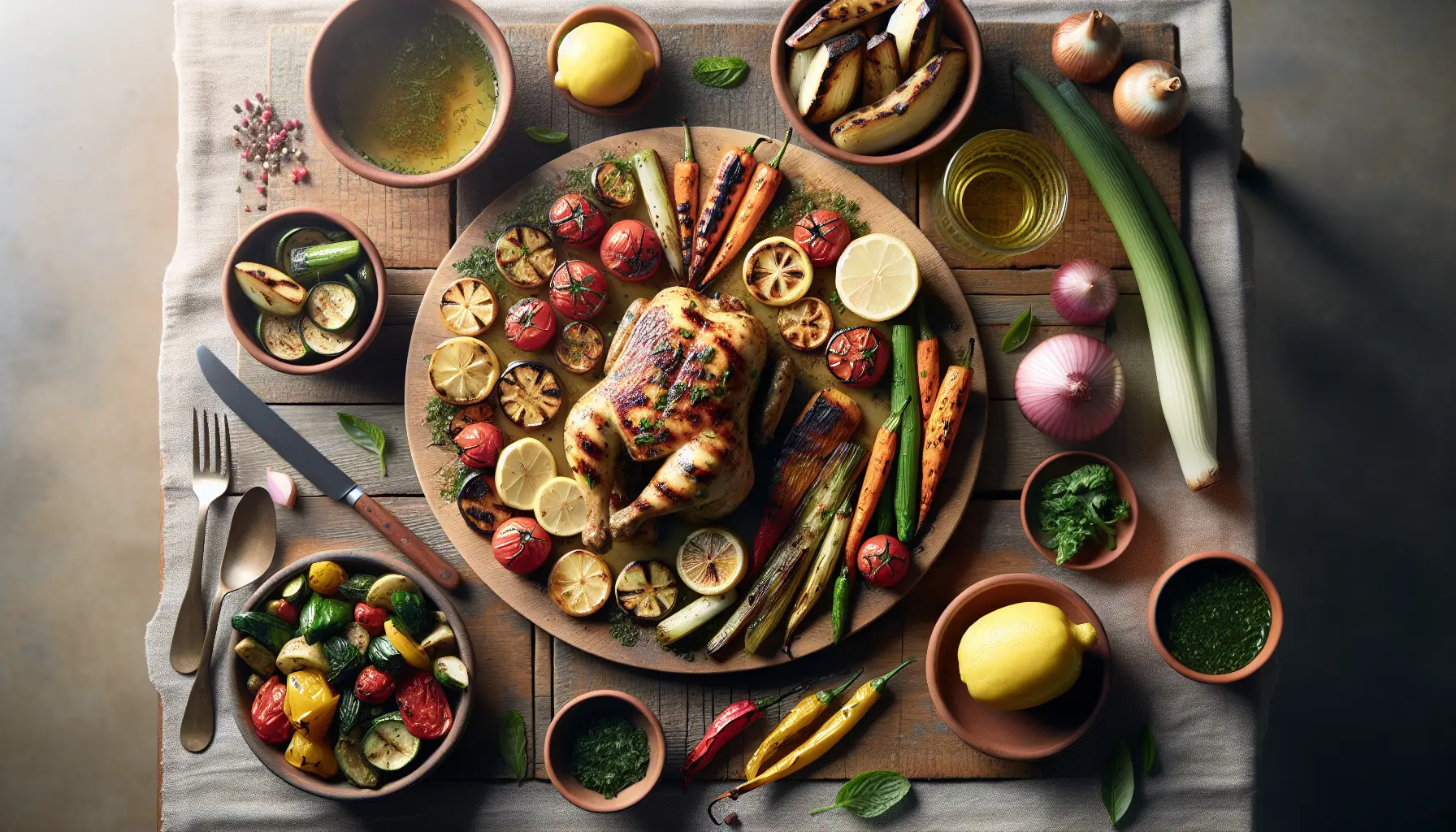 Lebanese Lemon Herb Chicken with Roasted Seasonal Vegetables plated