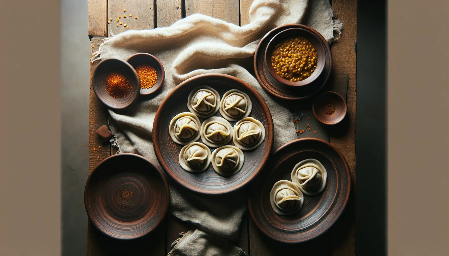 Enjera-Inspired Ethiopian Dumplings with Spiced Lentil Filling plated
