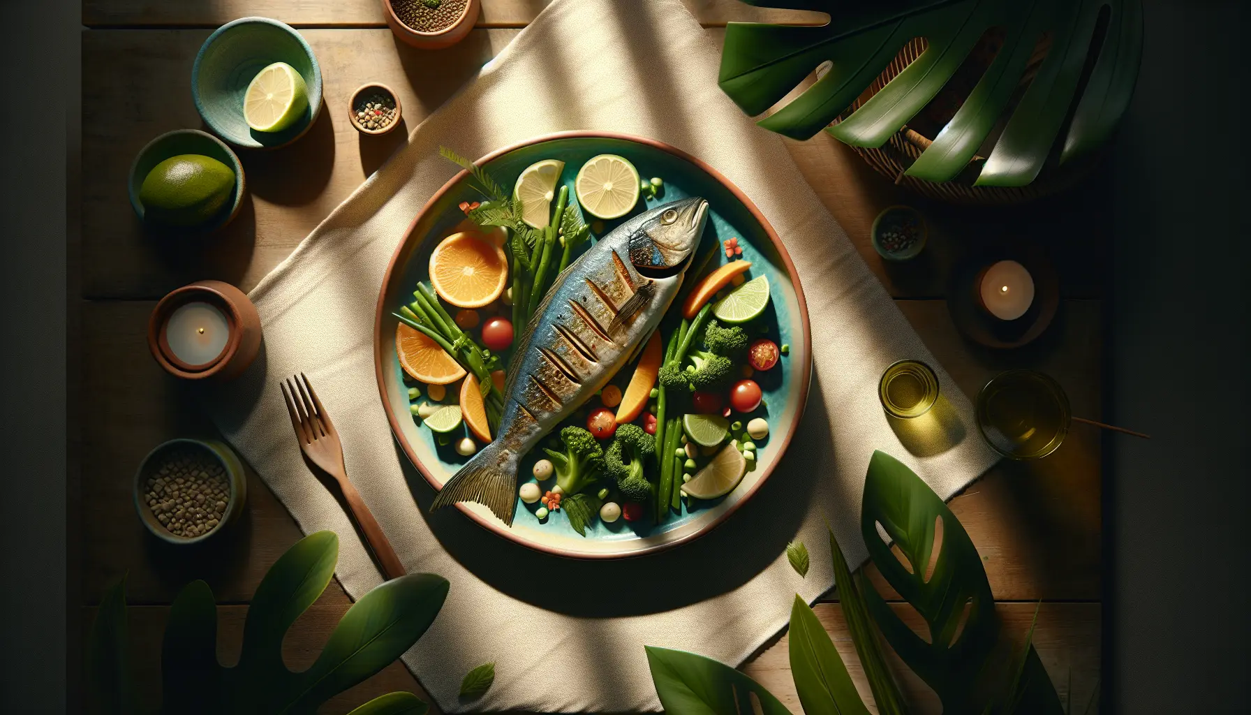 Caribbean Steamed Fish with Tropical Vegetables plated