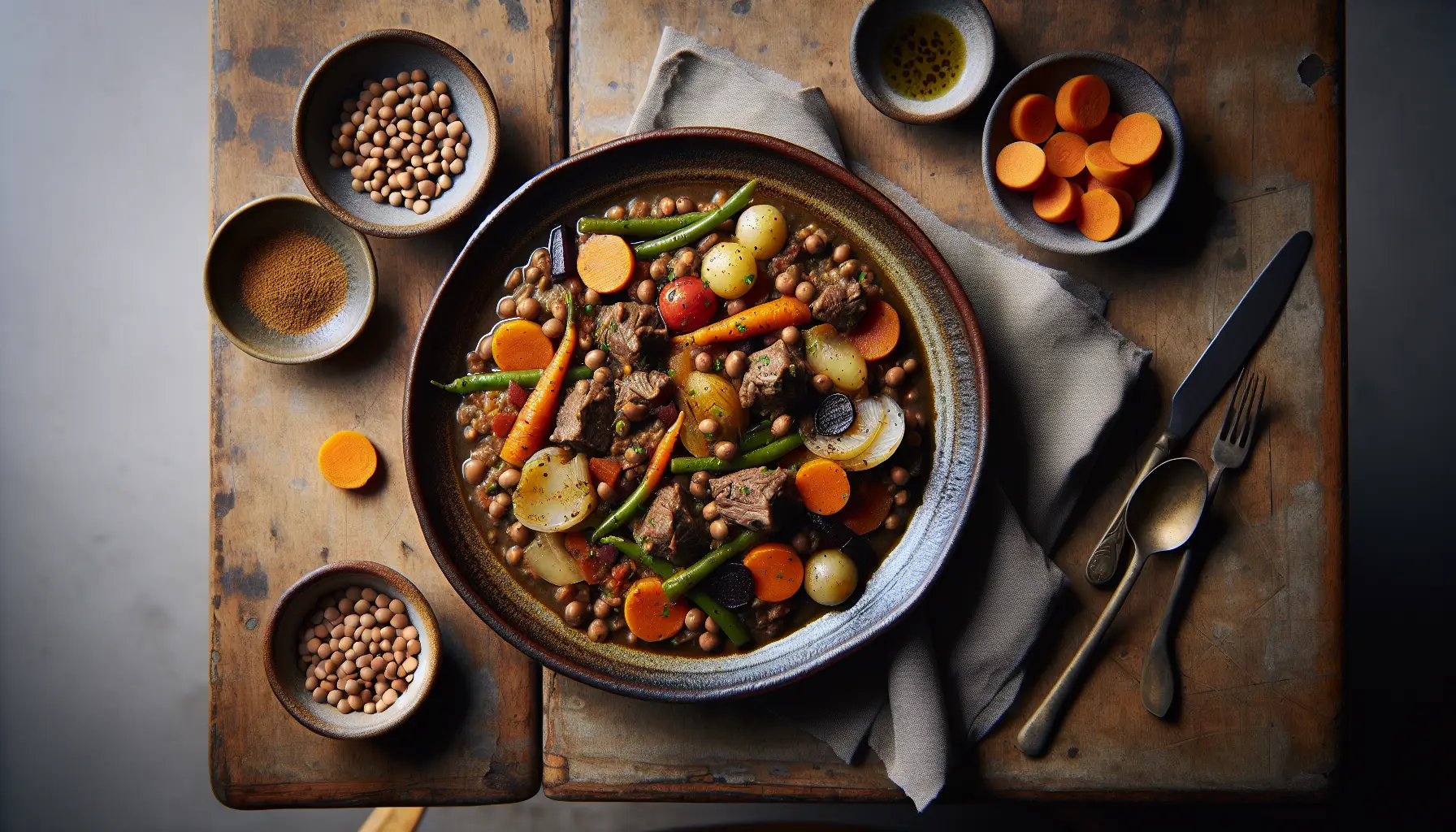 Lebanese Lentil and Lamb Stew with Seasonal Root Vegetables plated