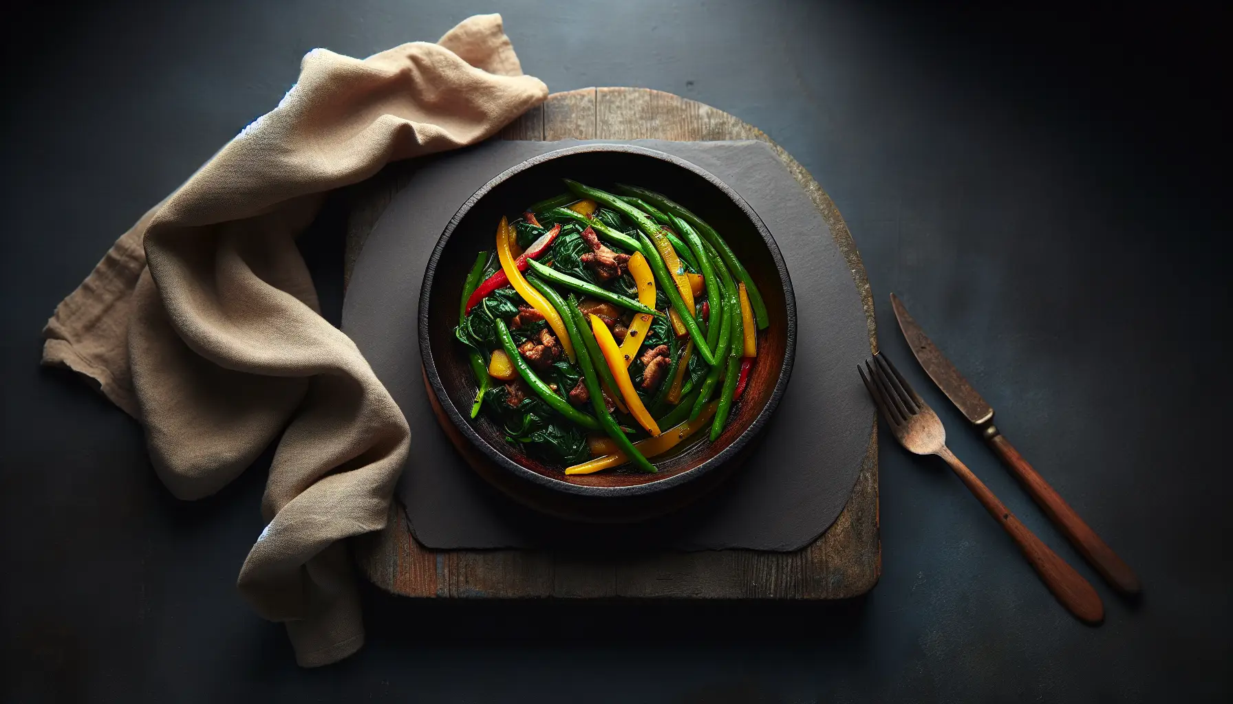 Jamaican Pepperpot Stir-Fry with Callaloo and Pork plated