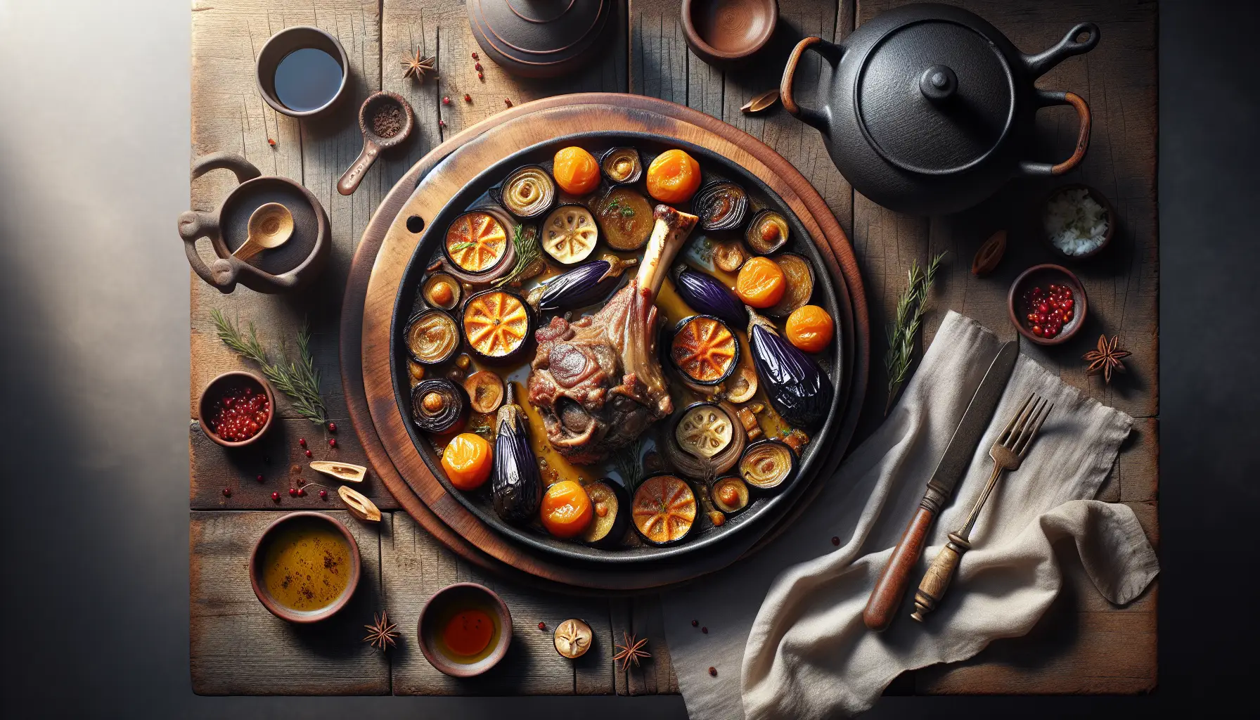 Pressure-Cooked Lebanese Lamb Shank with Eggplant and Apricot plated