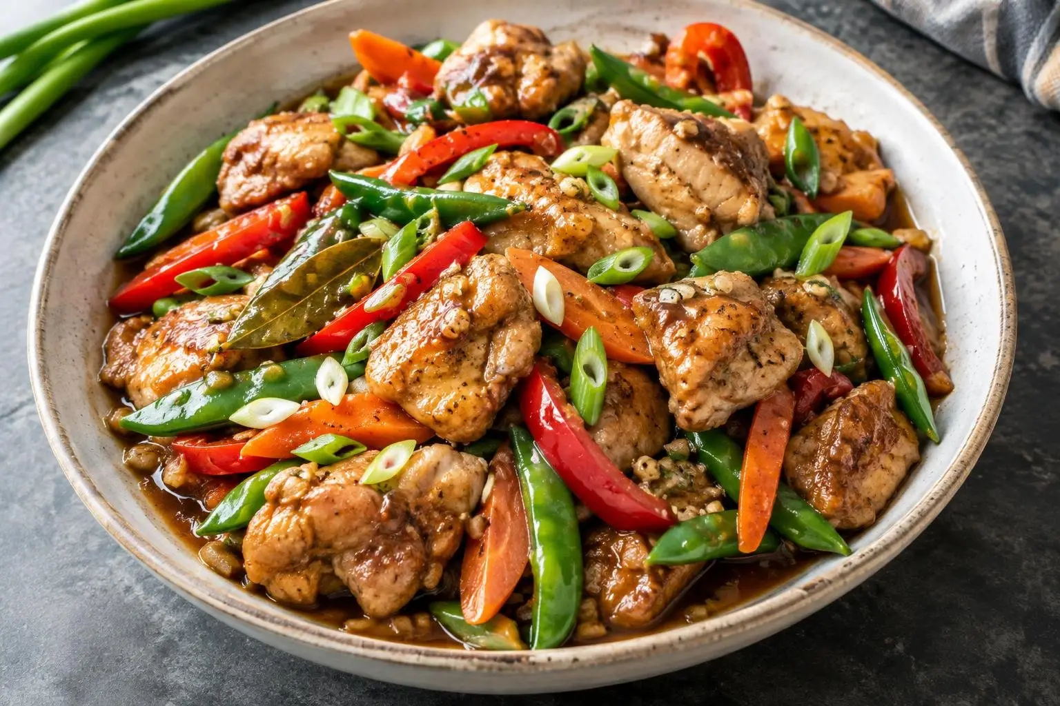 Filipino Chicken Adobo Stir-Fry Skillet plated and ready to serve
