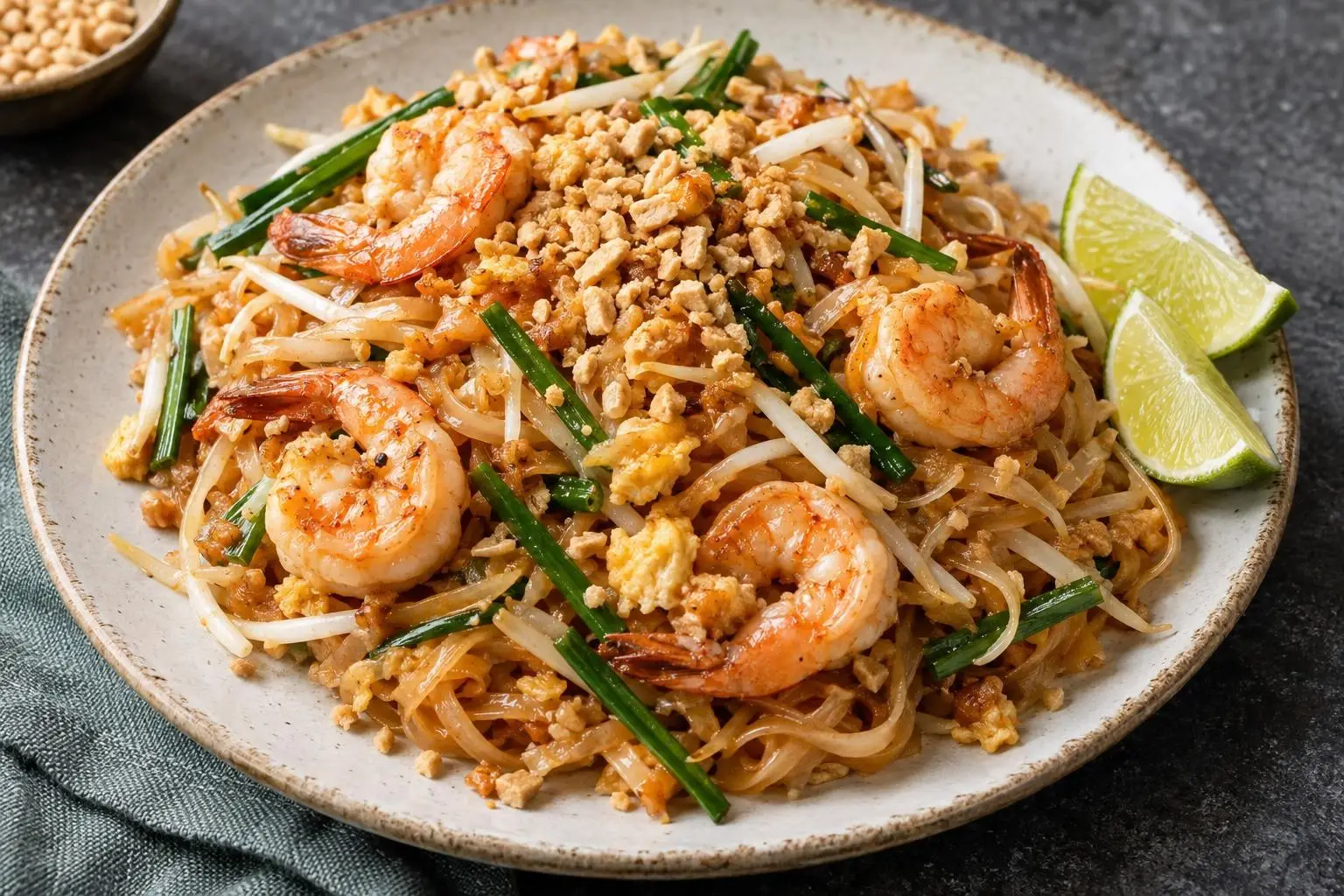 Pad Thai plated and ready to serve