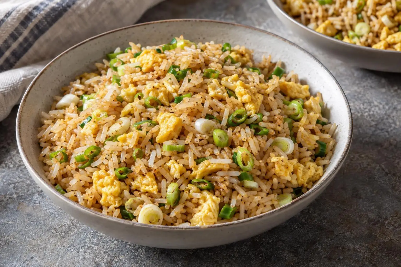 Egg fried rice plated and ready to serve
