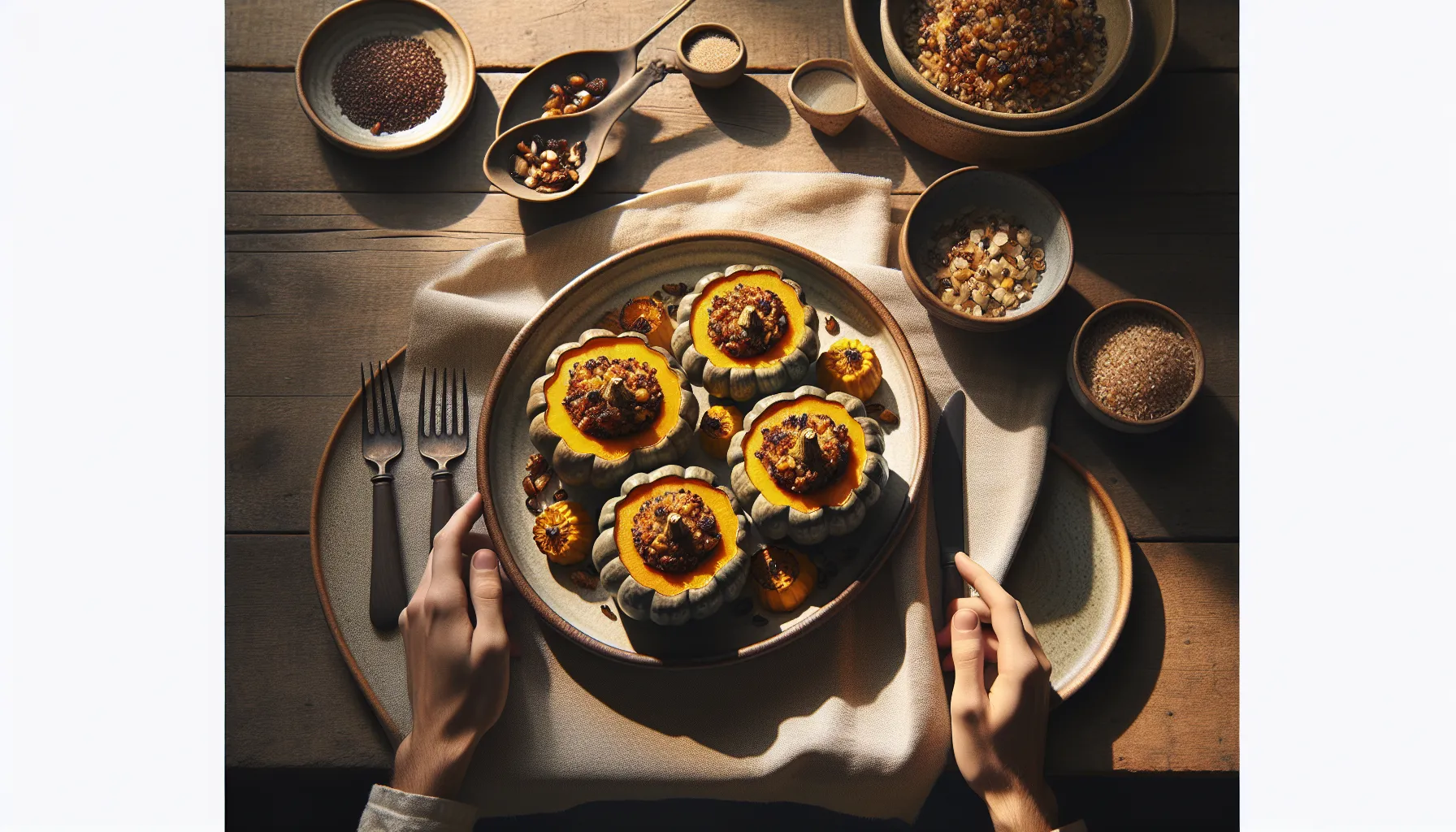 Autumn Harvest Stuffed Acorn Squash plated