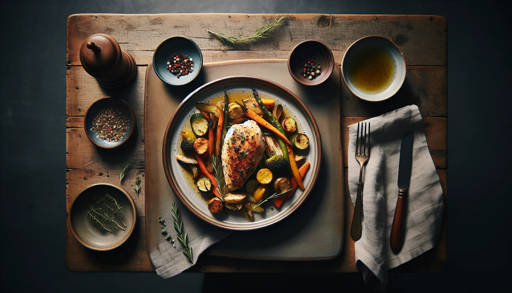 Roasted Autumn Vegetable and Herb-Stuffed Chicken Breast plated