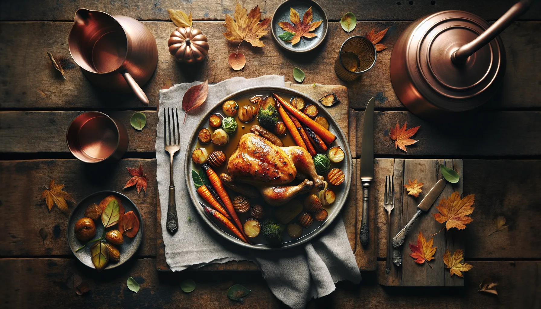 Autumn Roasted Chicken with Maple-Glazed Root Vegetables plated