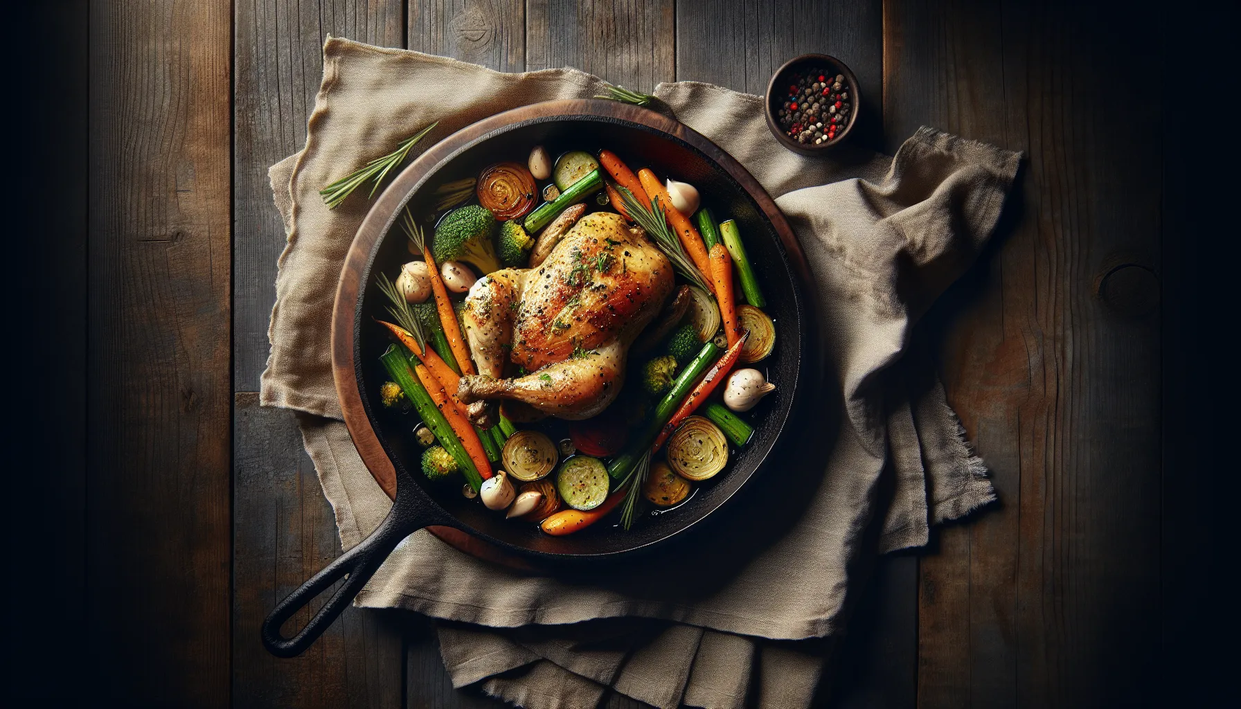 Garlic Herb Roasted Chicken with Spring Vegetables plated