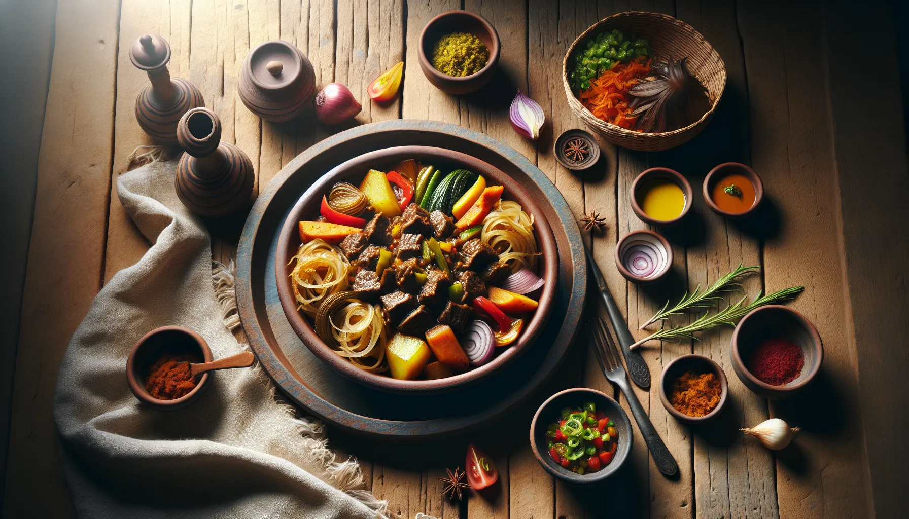 Ethiopian Slow-Braised Beef Tibs with Seasonal Root Vegetables plated