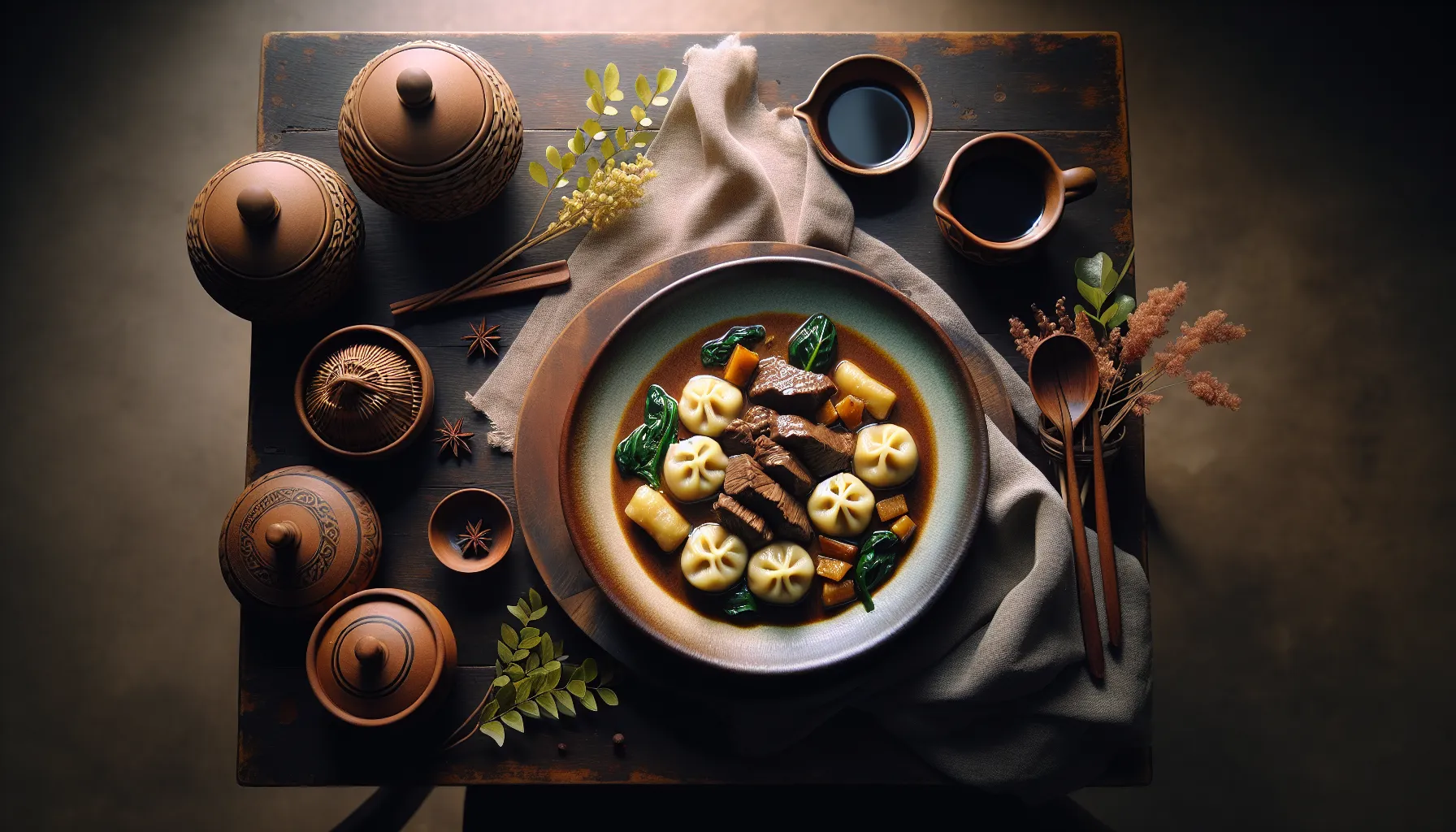 Slow-Braised Indonesian Beef Semur with Cassava Dumplings plated