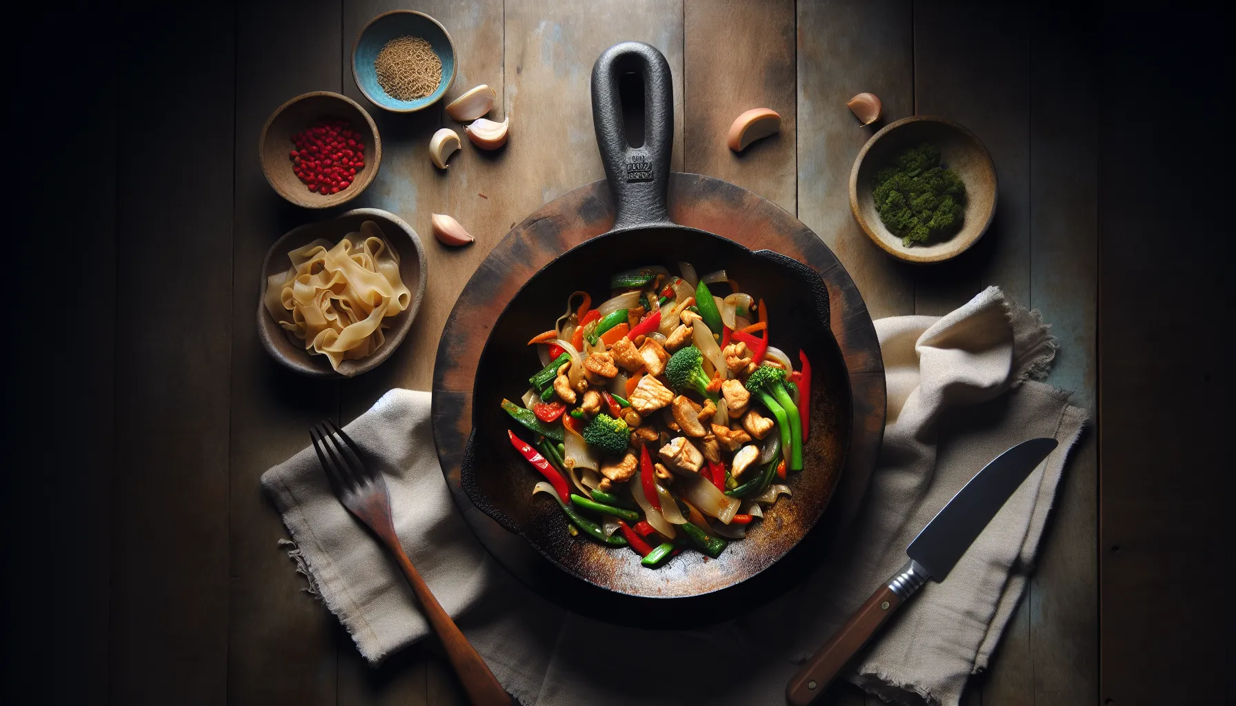 Chicken and Vegetable Lumpia Stir-Fry plated