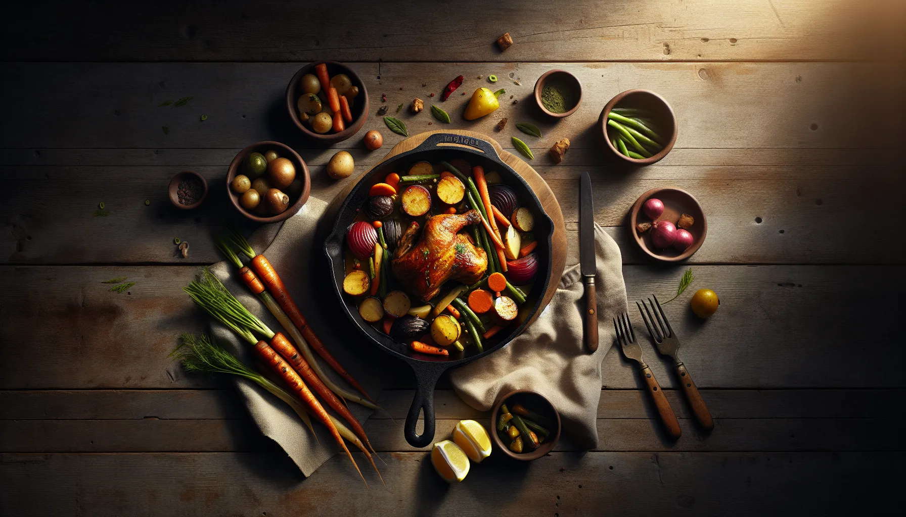 Caribbean Braised Chicken with Seasonal Root Vegetables plated