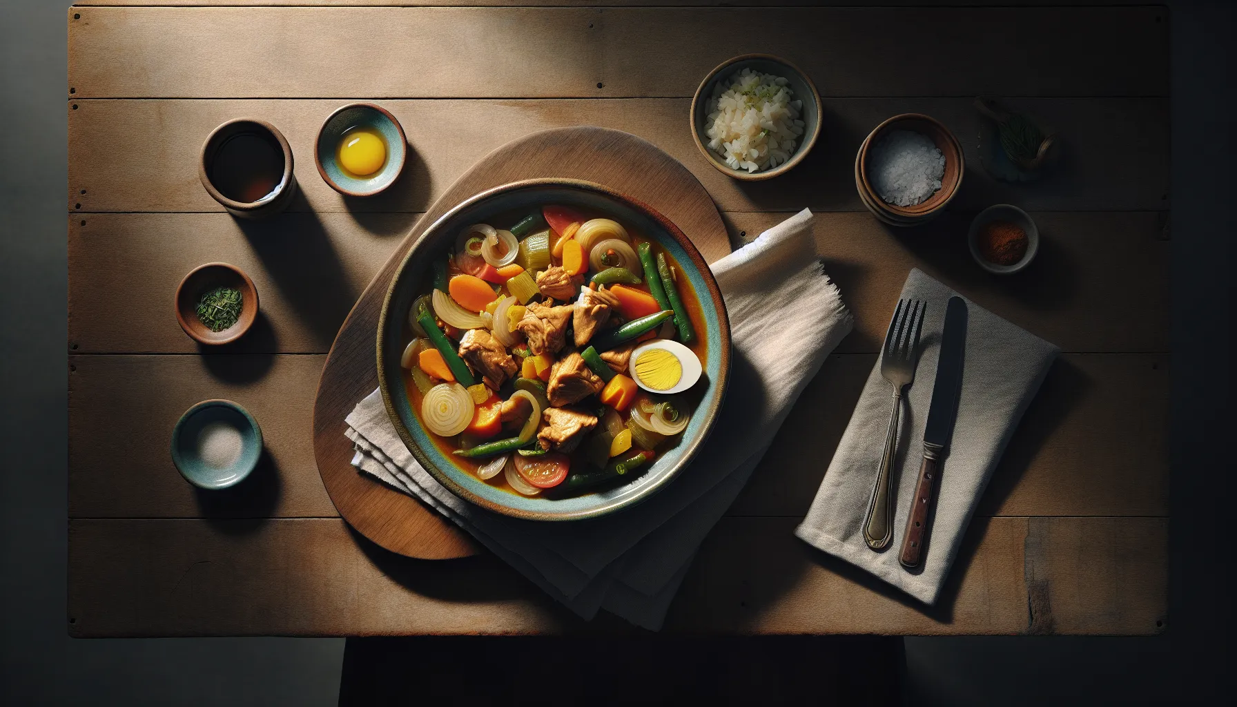 Filipino Chicken Adobo Stew with Seasonal Vegetables plated