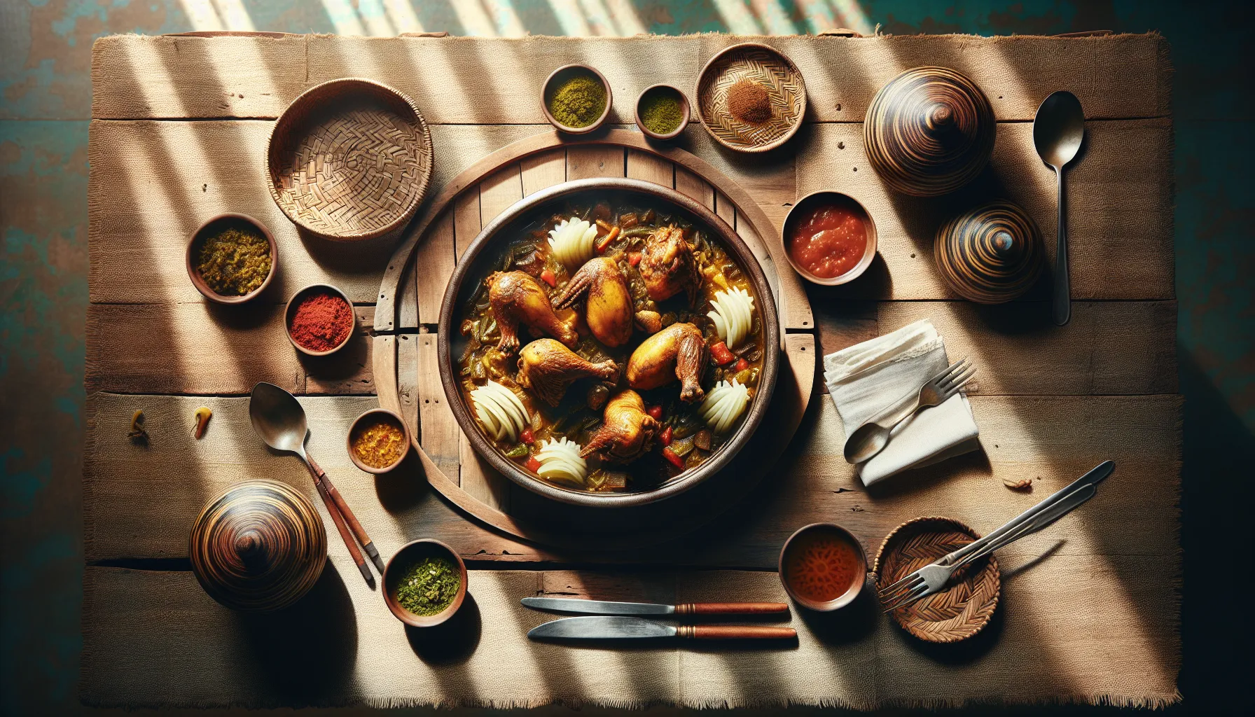 Ethiopian Doro Wat Pressure-Cooked Chicken Stew plated