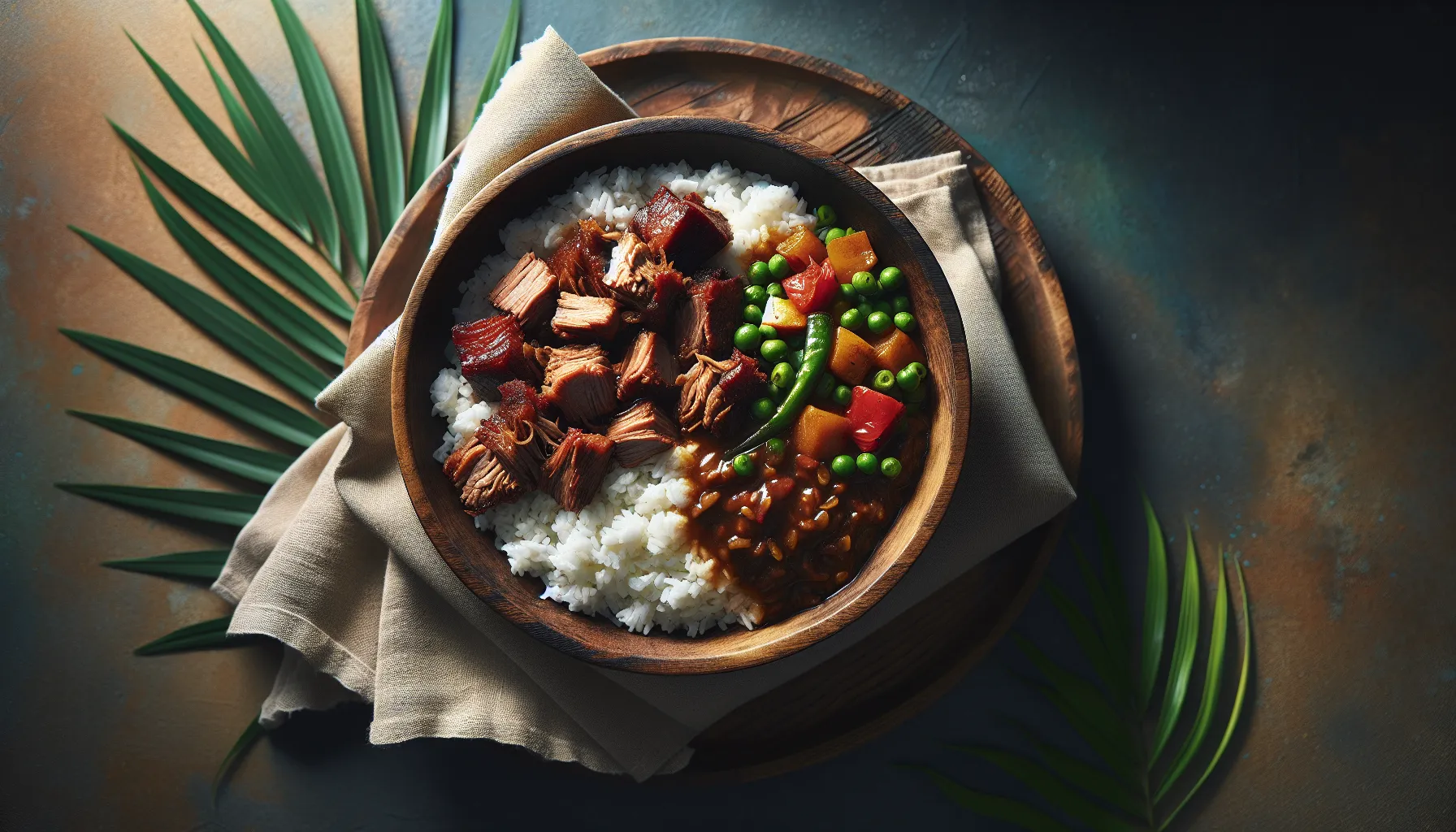 Slow-Braised Caribbean Jerk Pork with Coconut Rice Grain Bowl plated