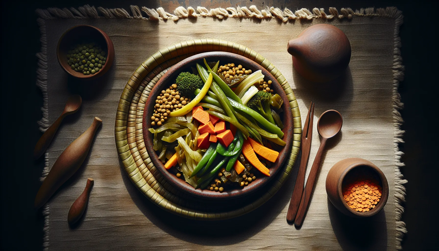 Ethiopian-Inspired Steamed Vegetable and Lentil Medley plated