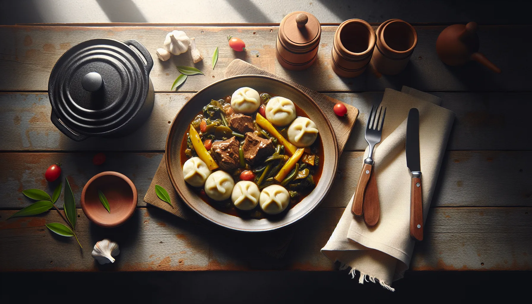 Jamaican Beef Stew with Dumplings plated