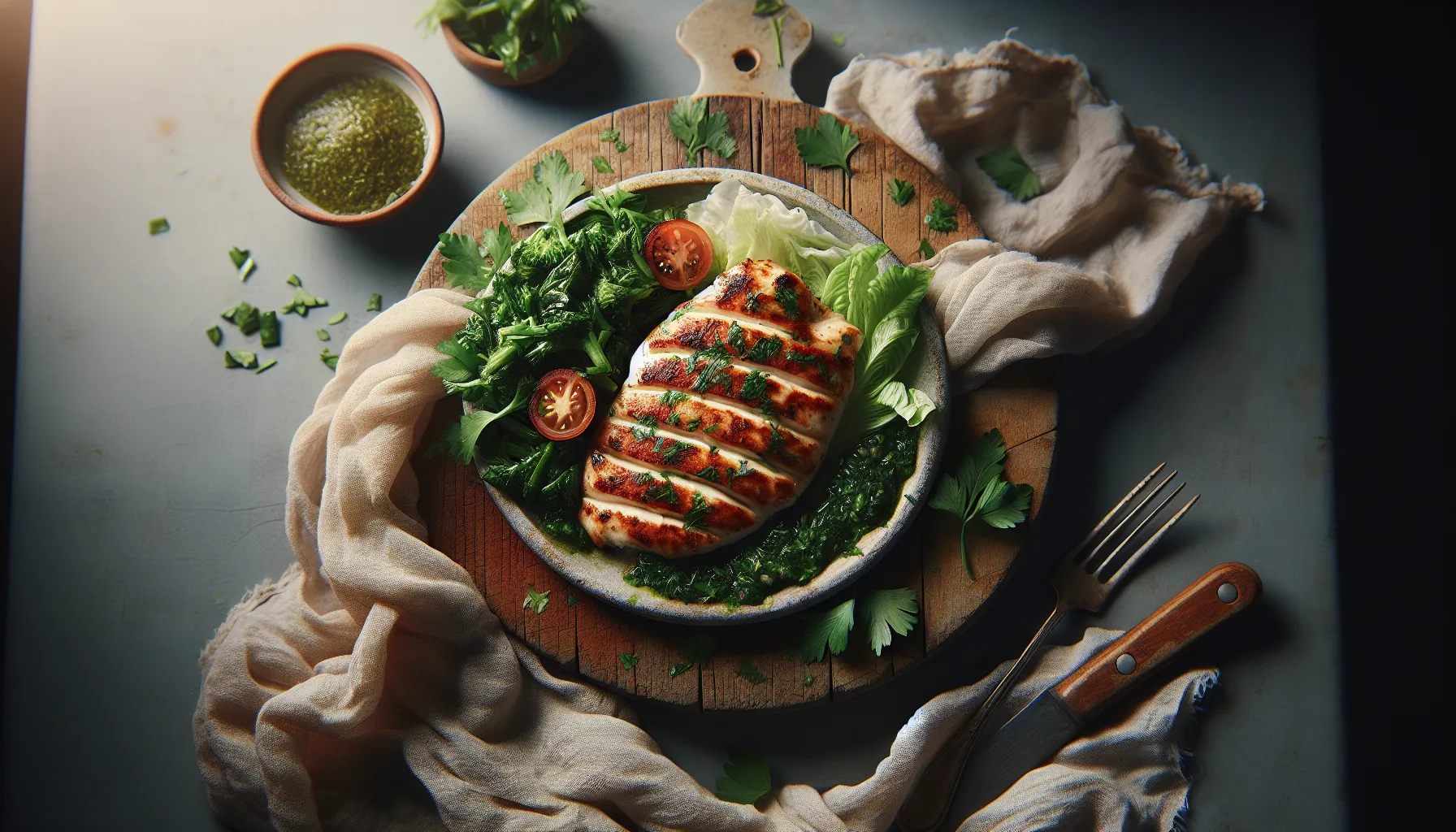 Lebanese Chicken Sfeeha with Fresh Herb Salad plated