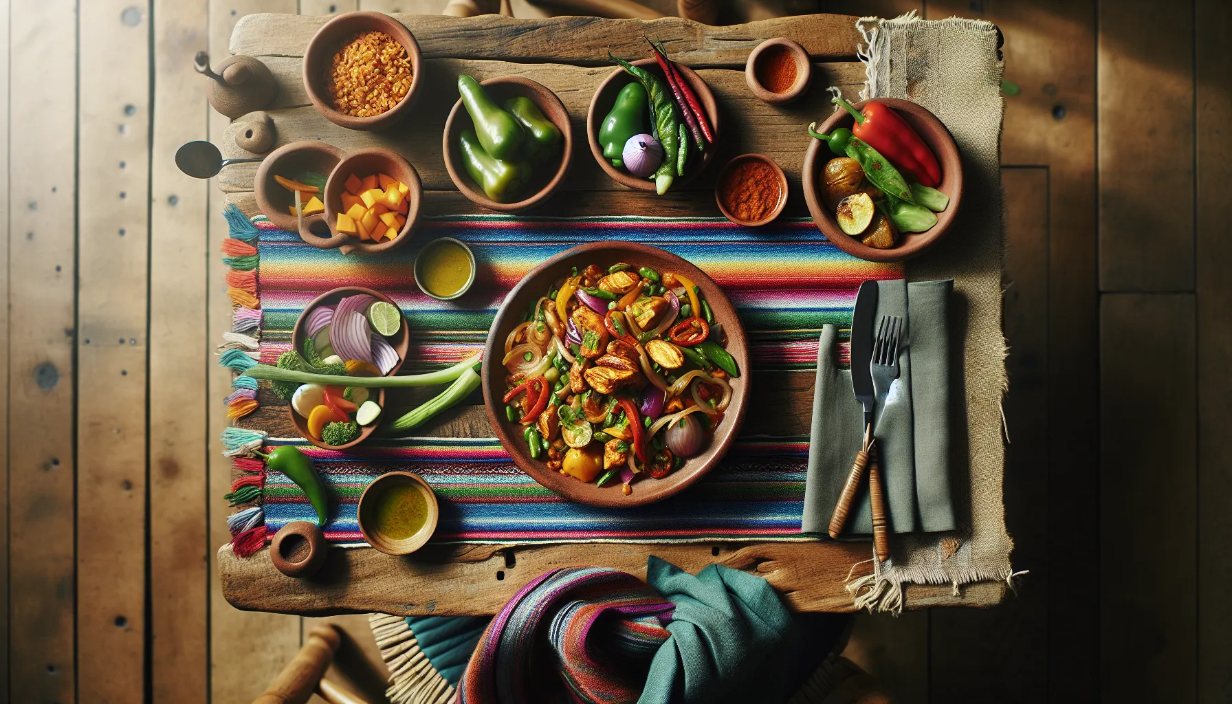 Peruvian Stir-Fried Chicken with Aji Amarillo and Seasonal Vegetables plated