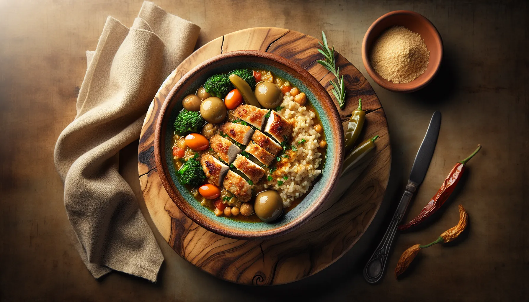 Lebanese Chicken and Bulgur Kofta Stew plated